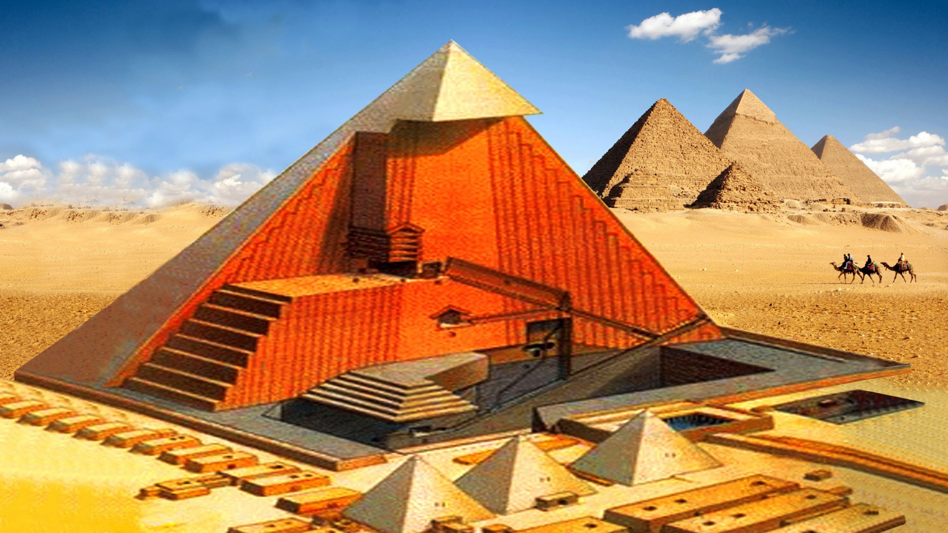 Обои 1920x1080 пирамида, египетская пирамида, ориентир, памятник, историчес...