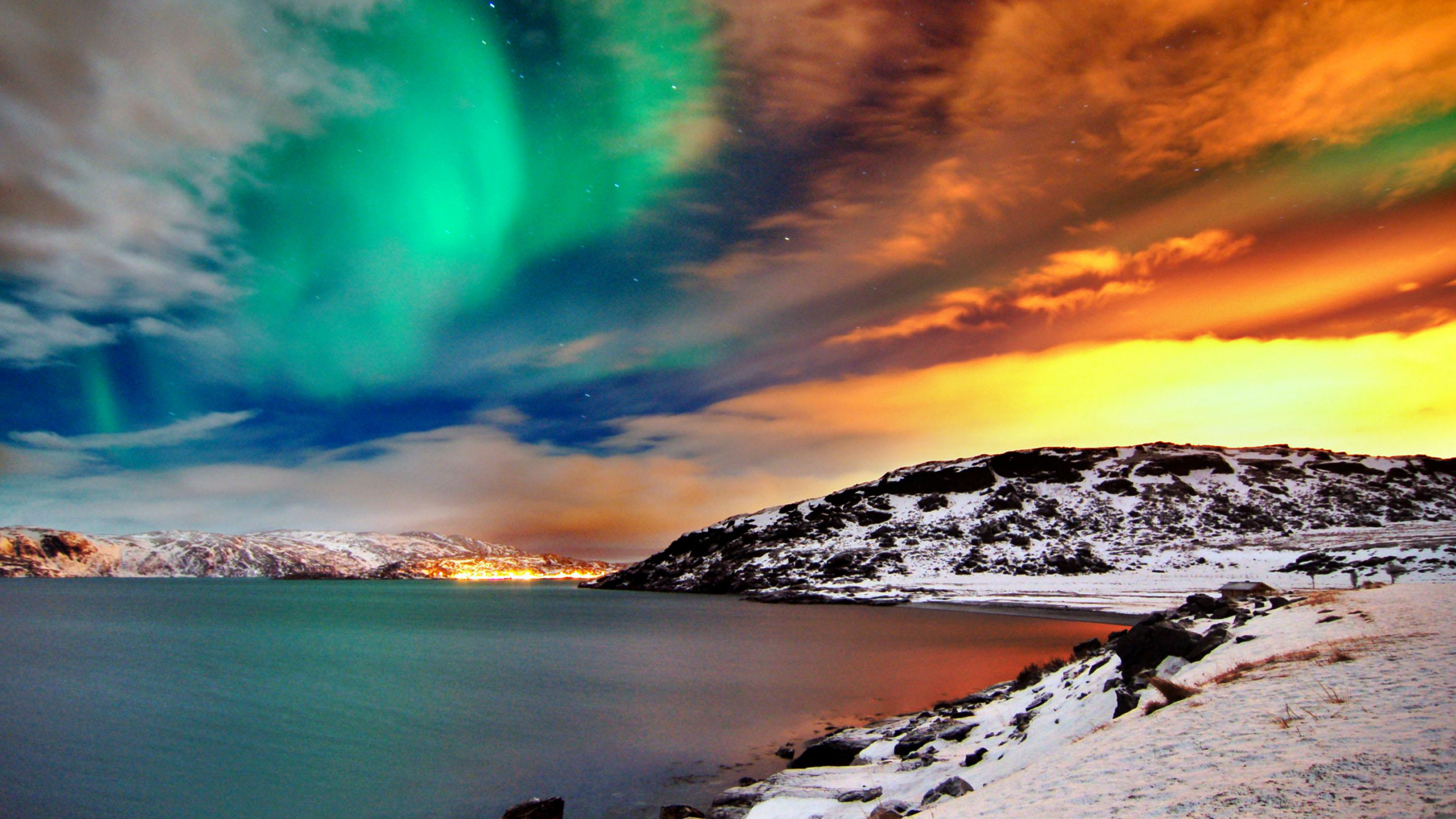Северное сияние зимняя природа Норвегии