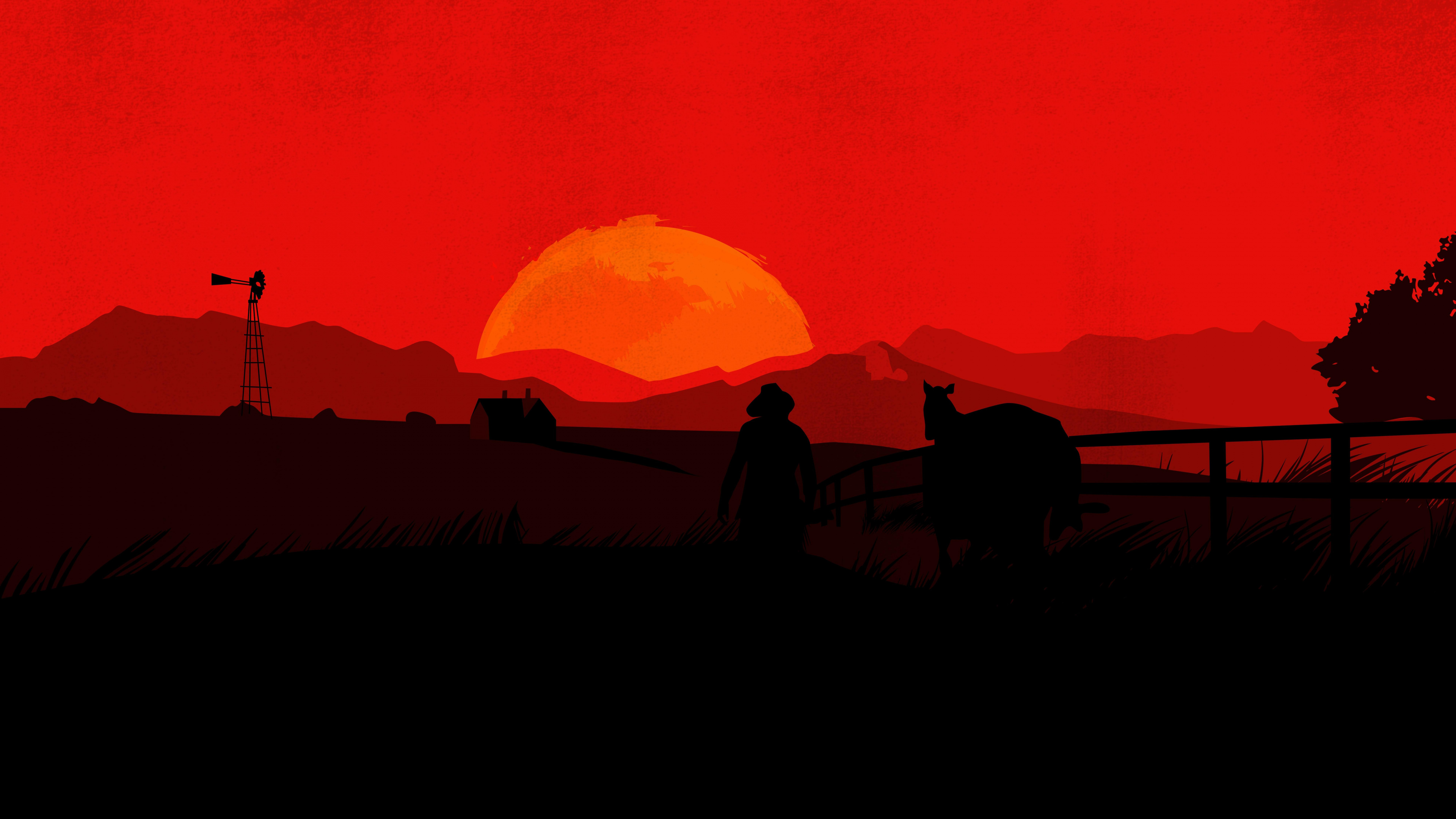 Обои red dead redemption 2, red dead redemption, красный цвет