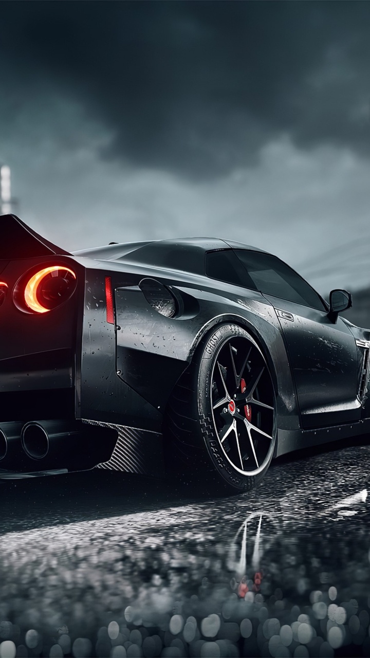 Nissan GTR 35 Black 4k