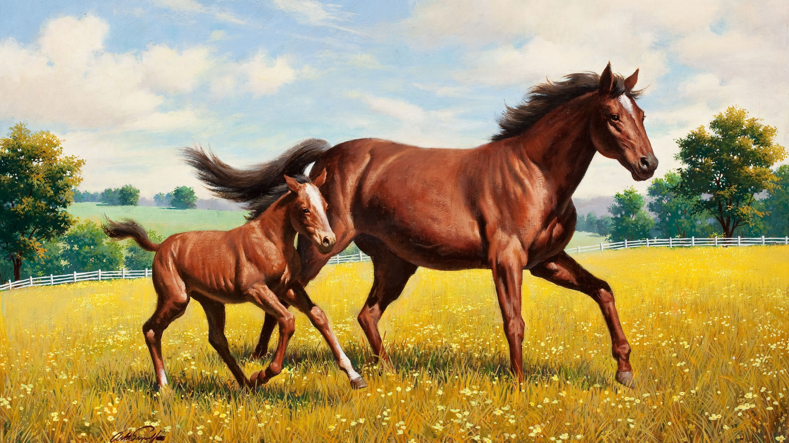 Рисунок лошади и жеребенка