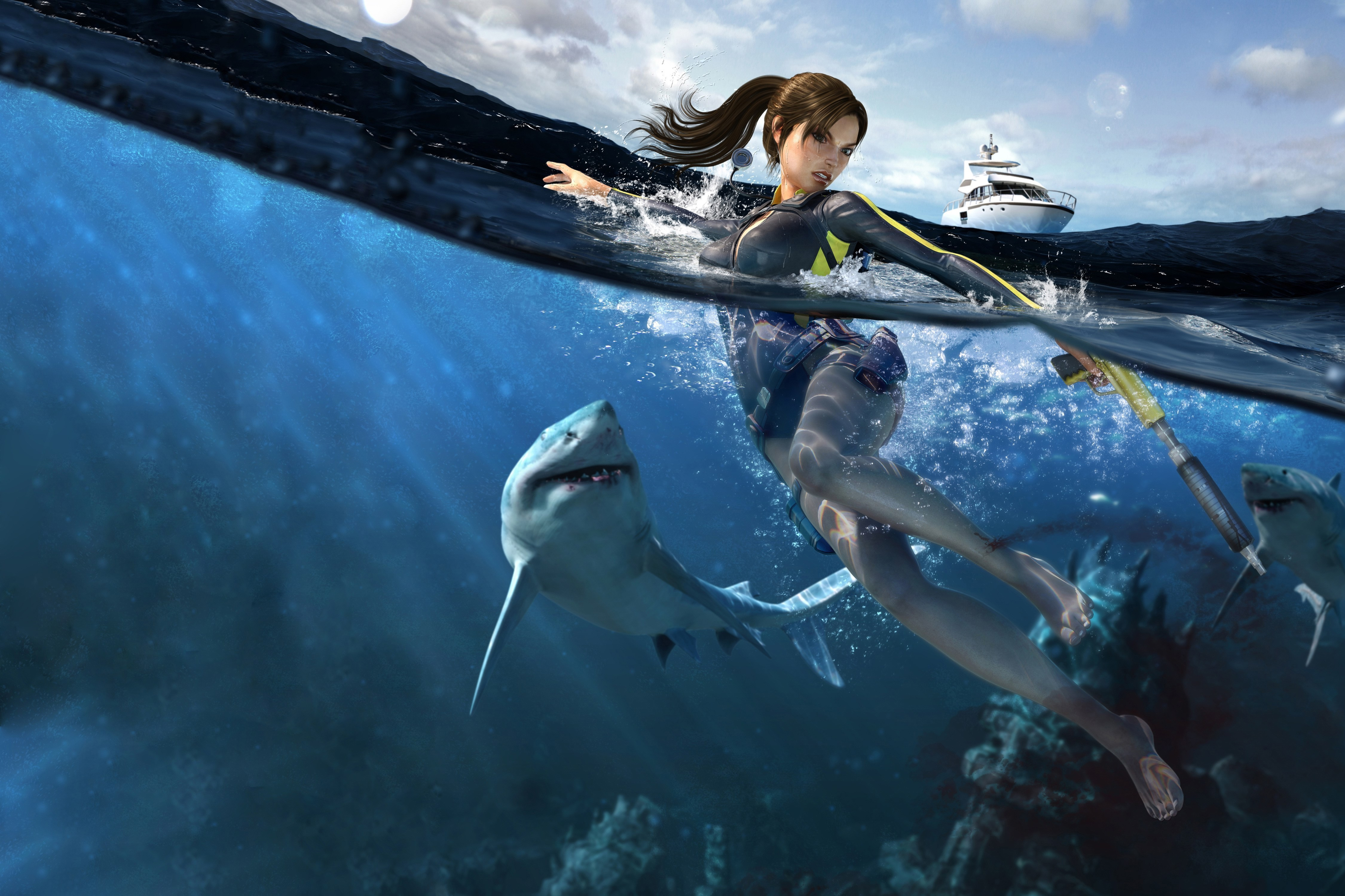 К чему снятся акулы в воде женщине. Tomb Raider Underworld акула. Tomb Raider Underworld Shark. Томб Райдер акула.