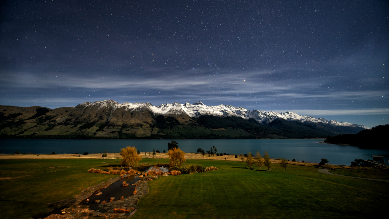 Обои природа, нагорье, ночь, озеро, атмосфера в разрешении 1366x768