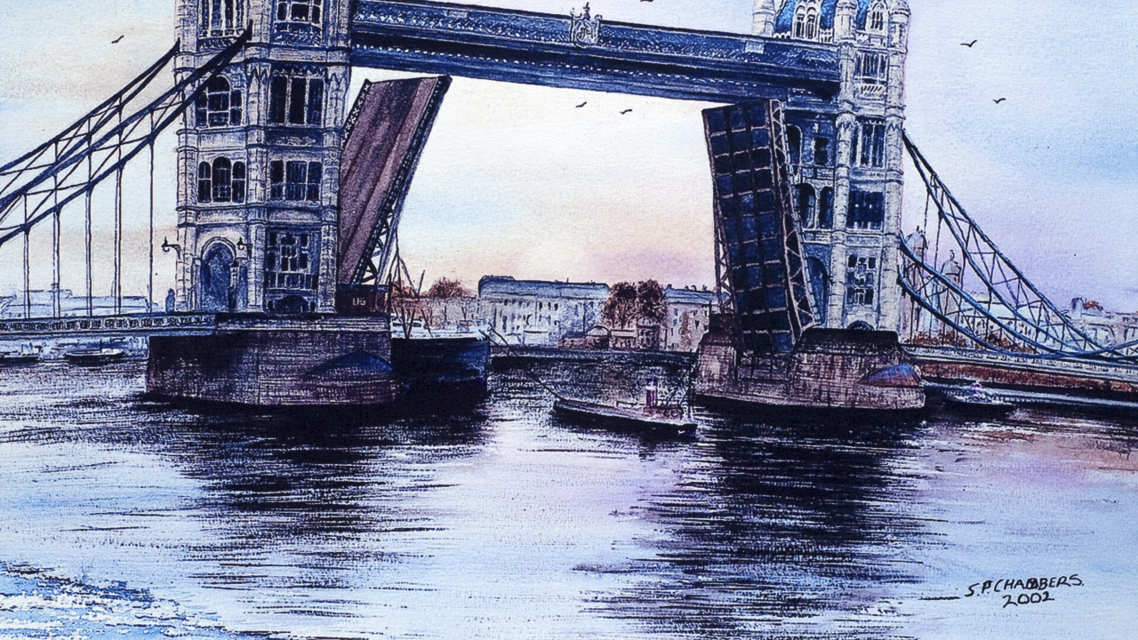 Обои художник, живопись, артист, арт, мост в разрешении 1280x720