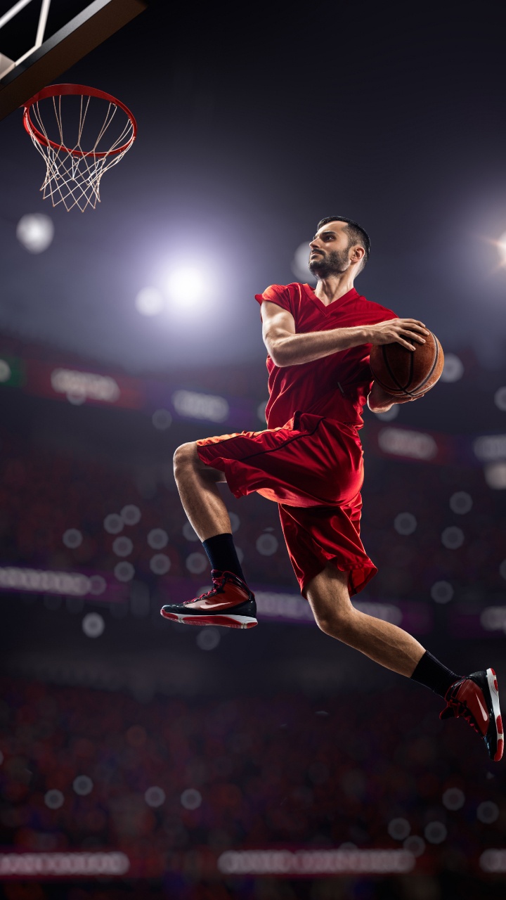 Обои Баскетбол, баскетбольные движения, баскетболист, игра с мячом, занятие спортом в разрешении 720x1280