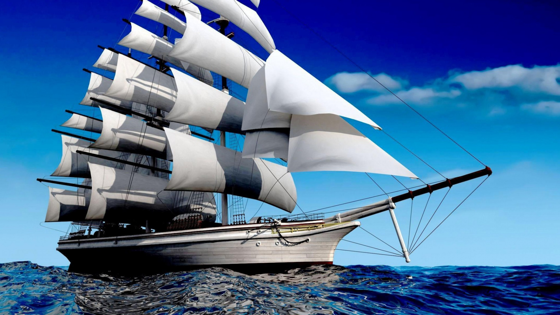 Обои корабль, баркентины, парусник, лодка, клипер в разрешении 1920x1080