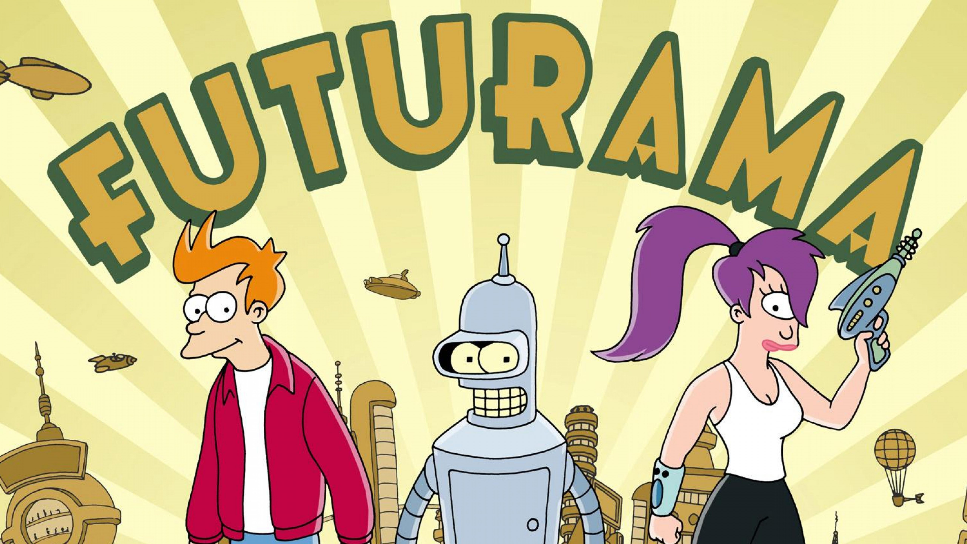 Обои Футурама, мультсериал, мультфильм, мультик, иллюстрация в разрешении 3840x2160