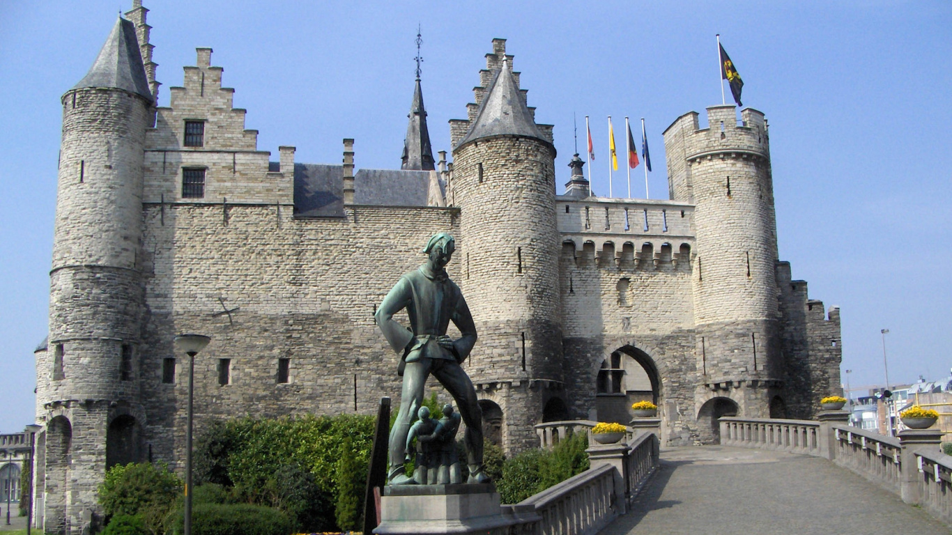 Обои хет стеен, замок, памятник, здание, средневековая архитектура в разрешении 1366x768