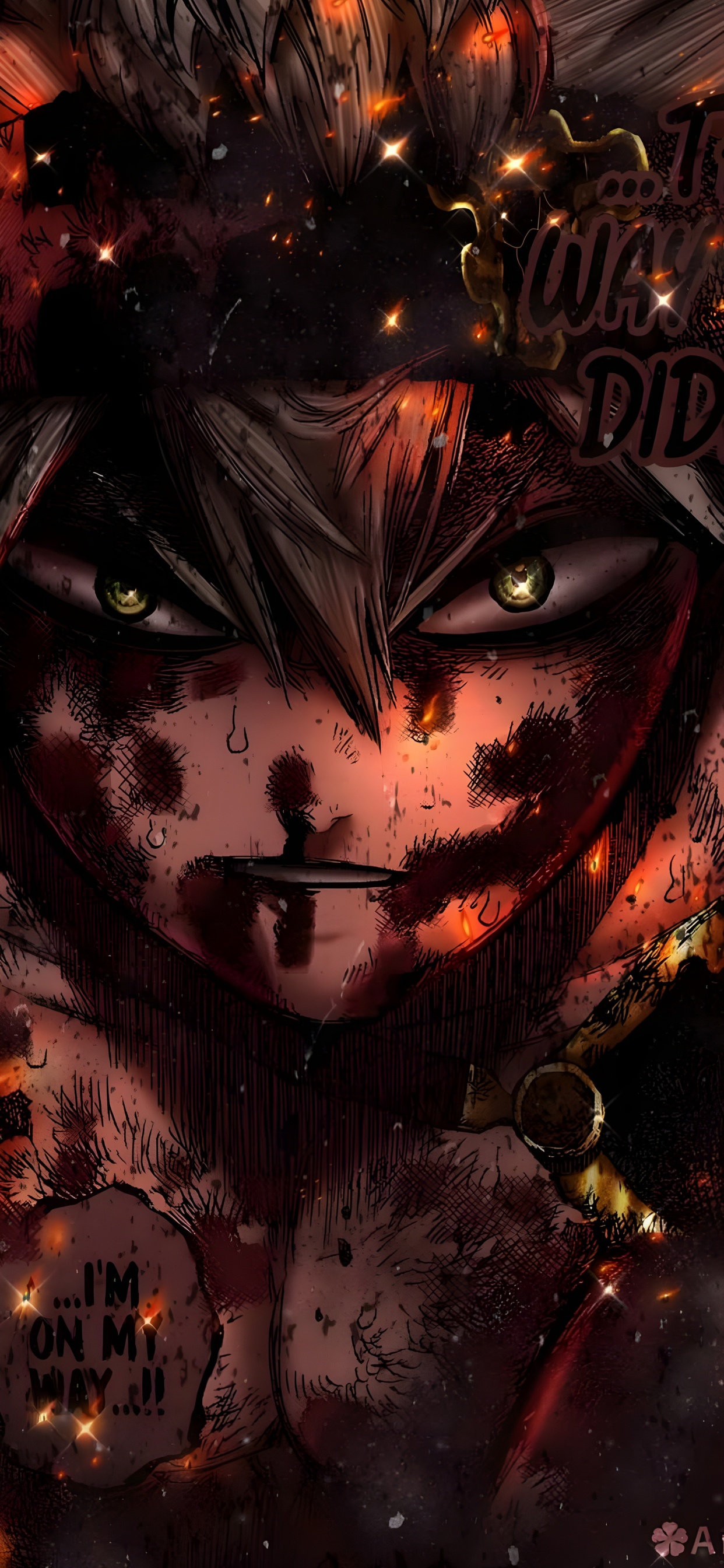 Обои темнота, олений рог, черный клевер, рукав, аниме в разрешении 1242x2688