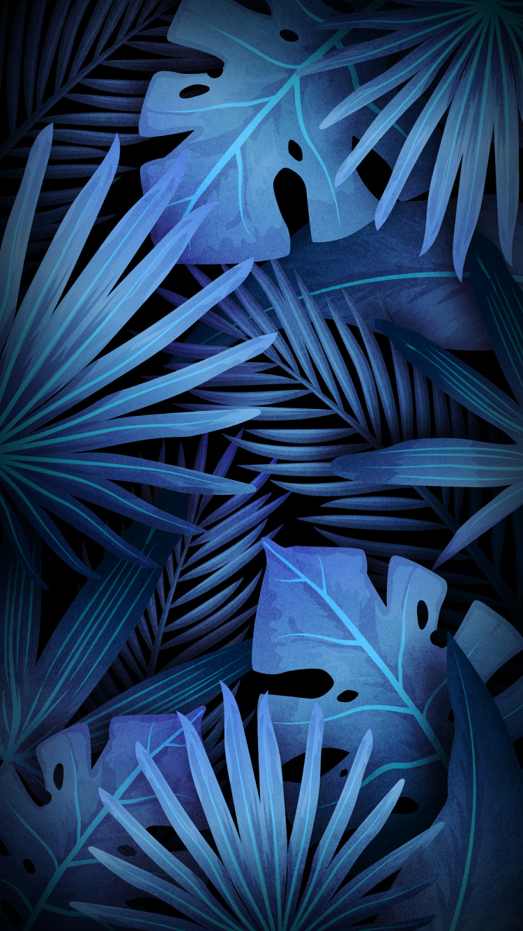 Обои Флора, арт, свет, синий, ботаники в разрешении 750x1334
