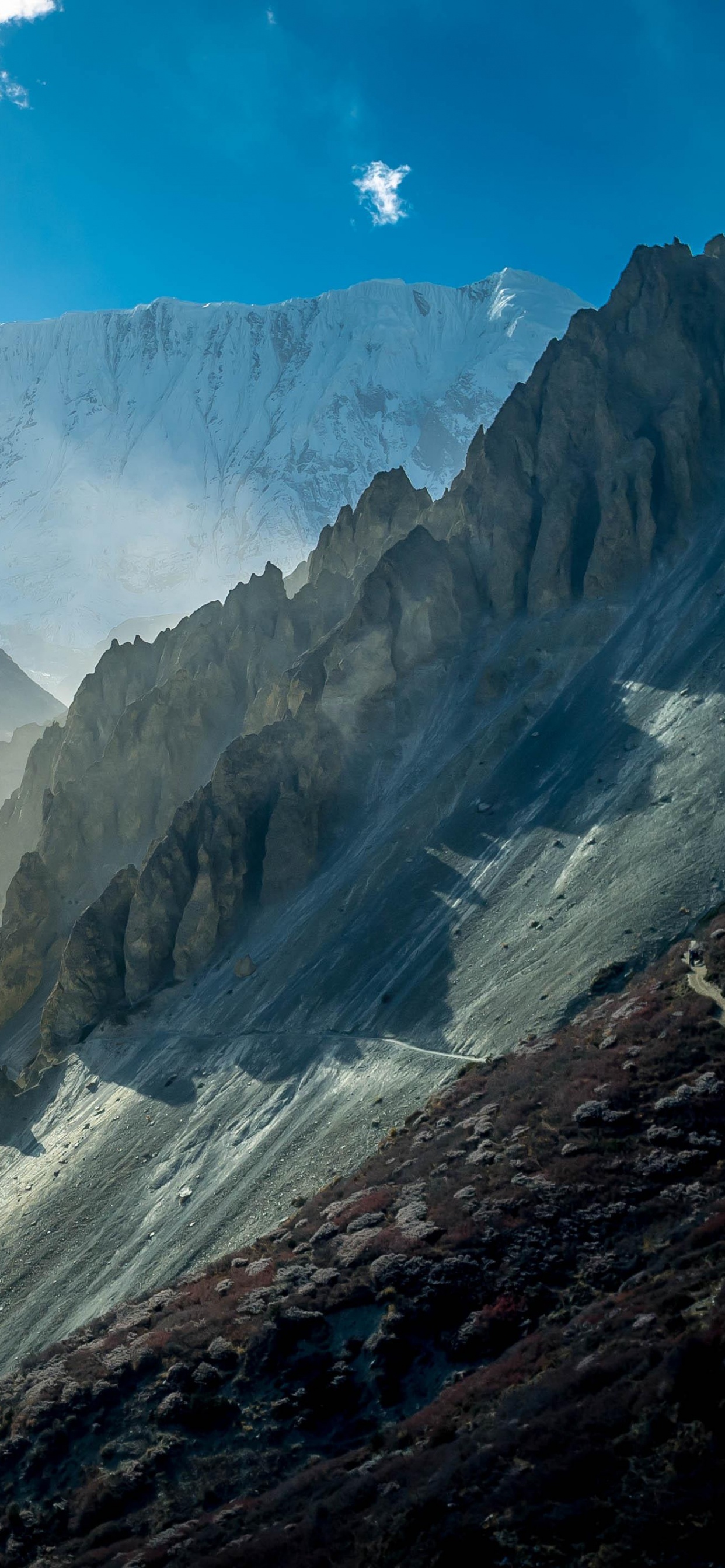 Обои горный рельеф, гора, горный хребет, природа, хребет в разрешении 1242x2688