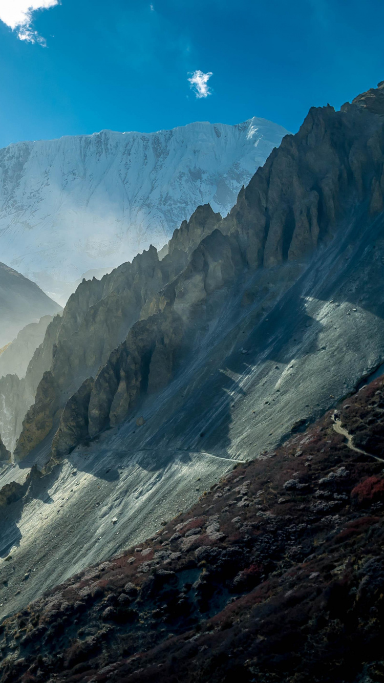 Обои горный рельеф, гора, горный хребет, природа, хребет в разрешении 750x1334