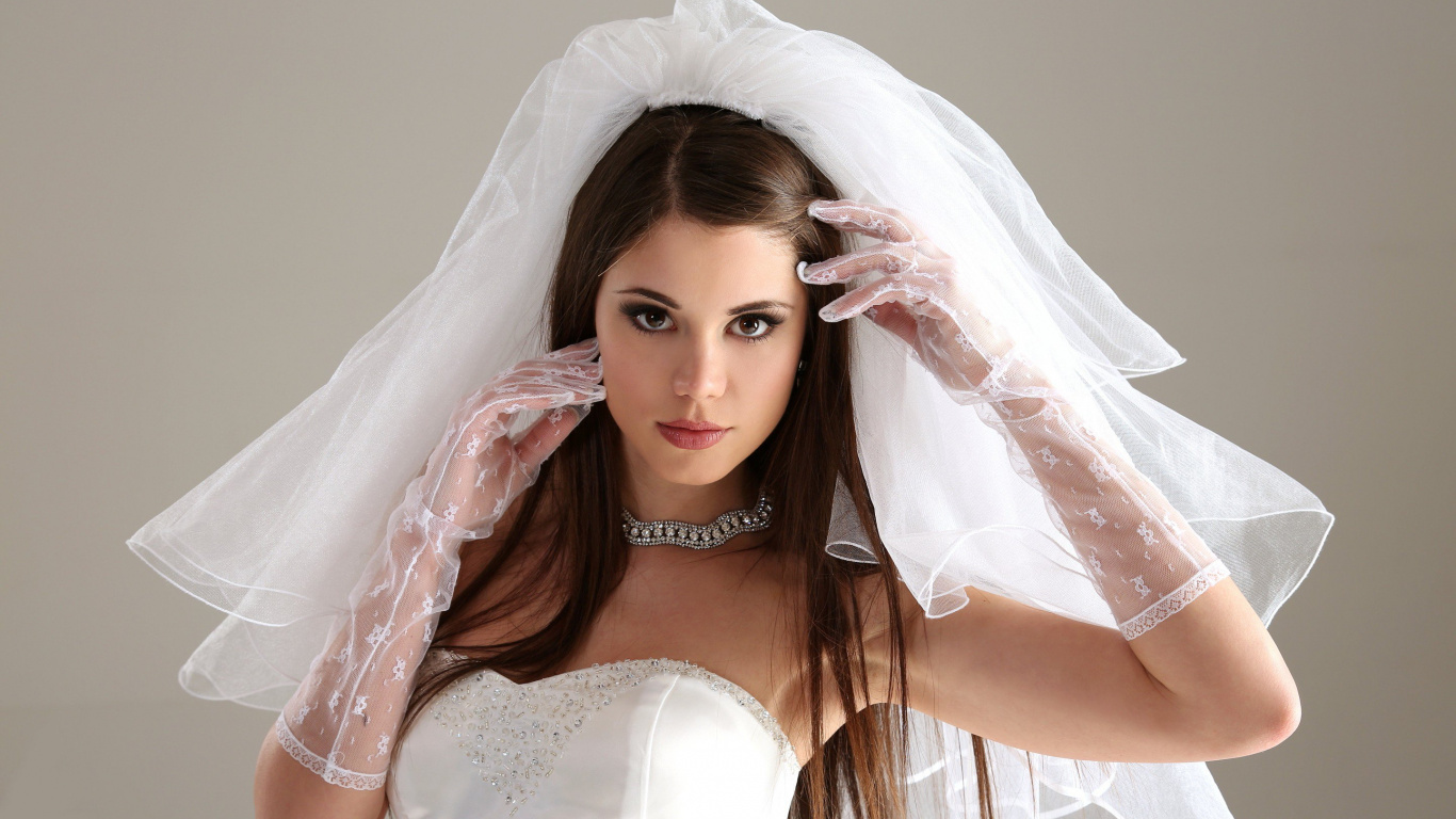 Обои свадьба, подвенечное платье, фата, Аксессуар для новобрачных, красота в разрешении 1366x768