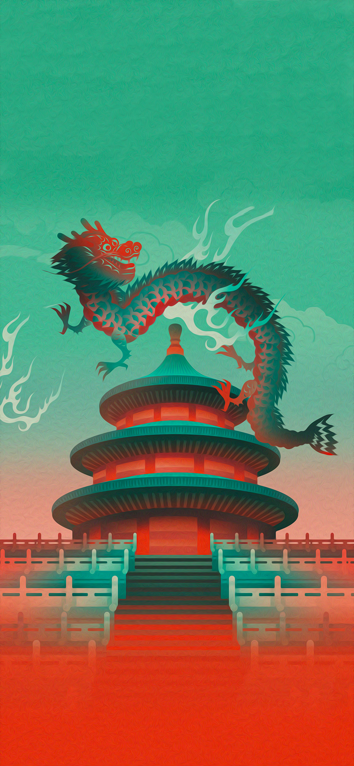 Обои арт, иллюстрация, постер, японское искусство, дизайн в разрешении 1125x2436