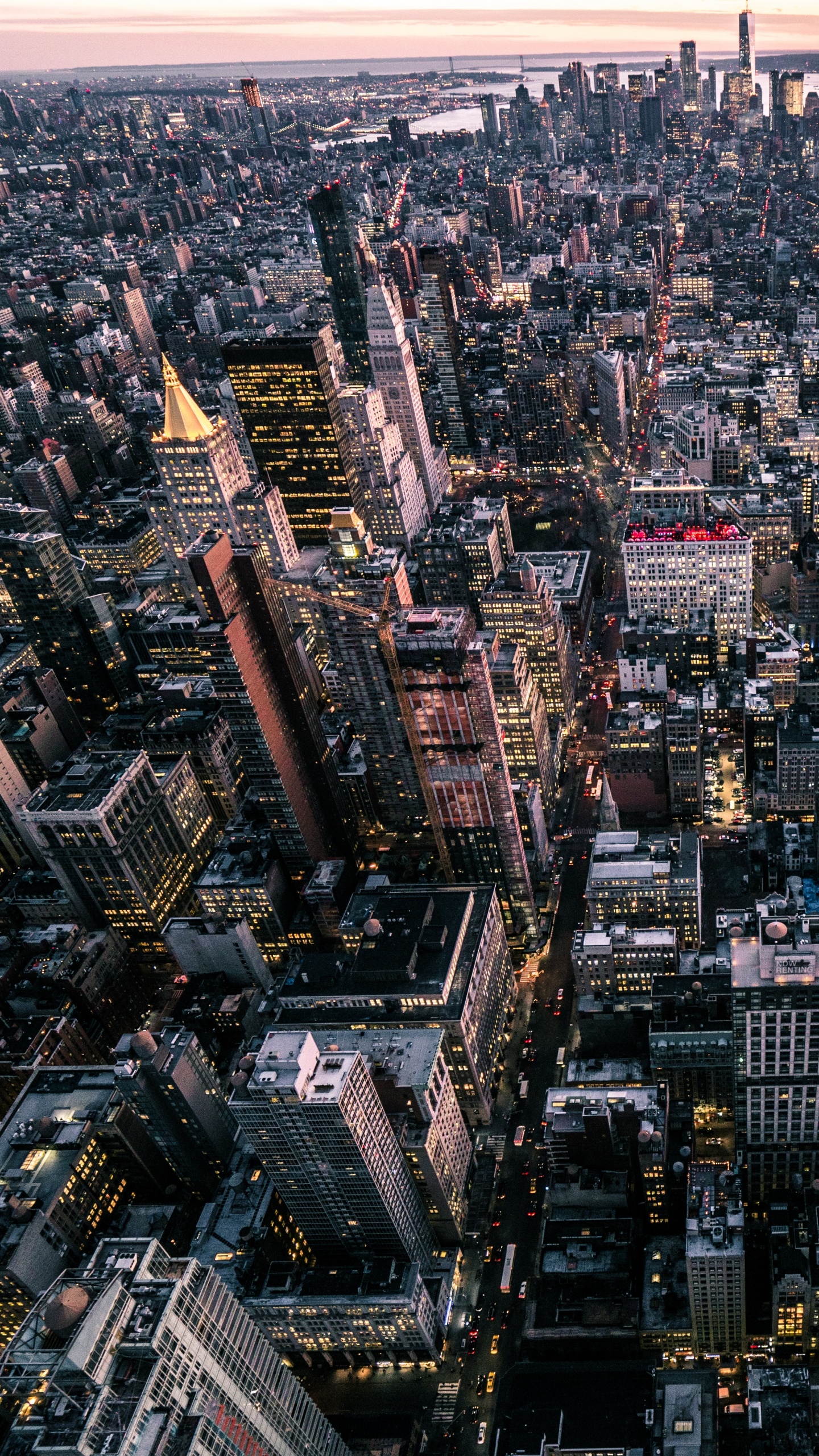Обои Нью-Йорк, Эмпайр Стейт Билдинг, город, городской пейзаж, городской район в разрешении 1440x2560
