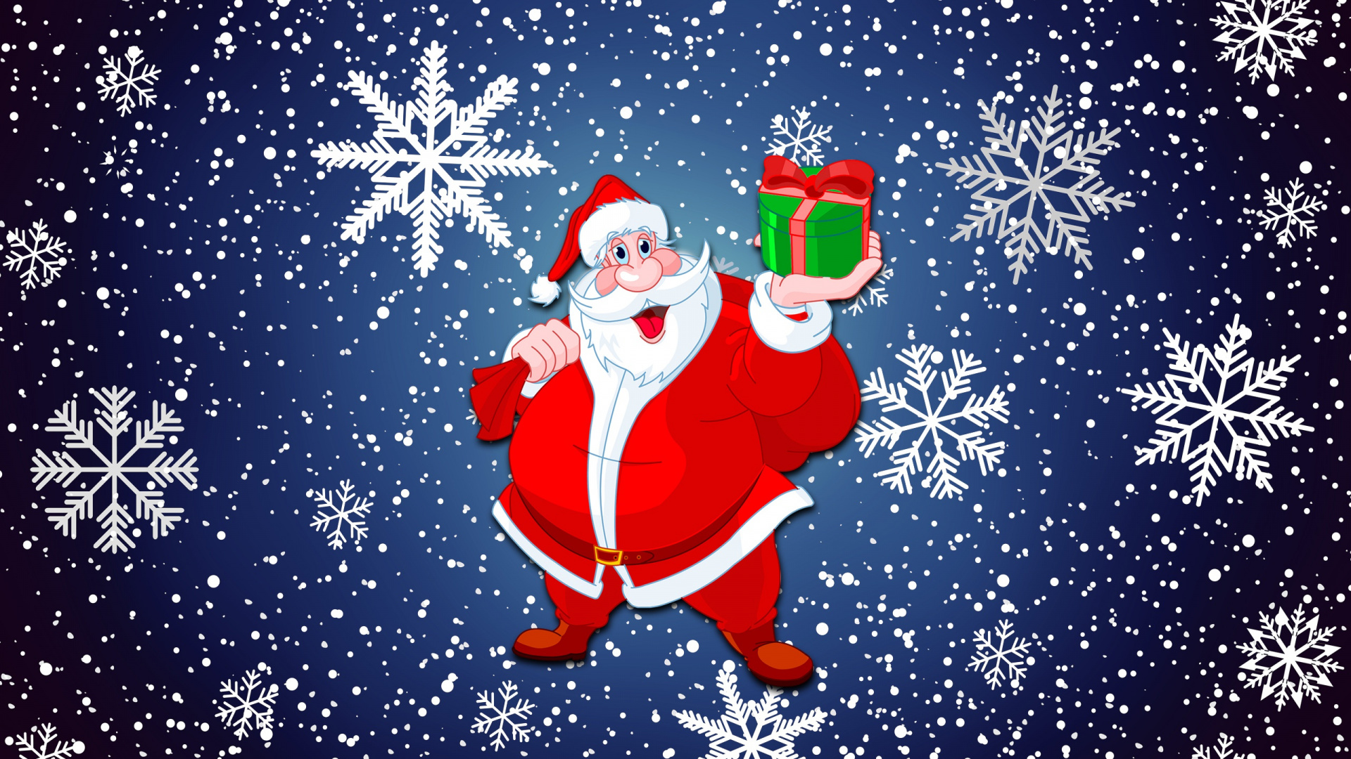 Обои Рождественский день, Санта-Клаус, иллюстрация, Рождество, арт в разрешении 1920x1080