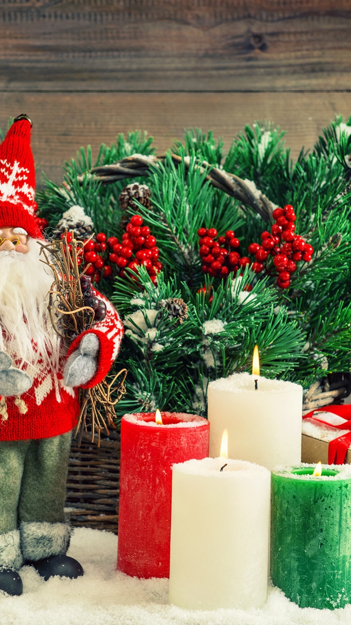 Обои Рождественский день, Санта-Клаус, Рождественские украшения, рождественский орнамент, Новый год в разрешении 720x1280