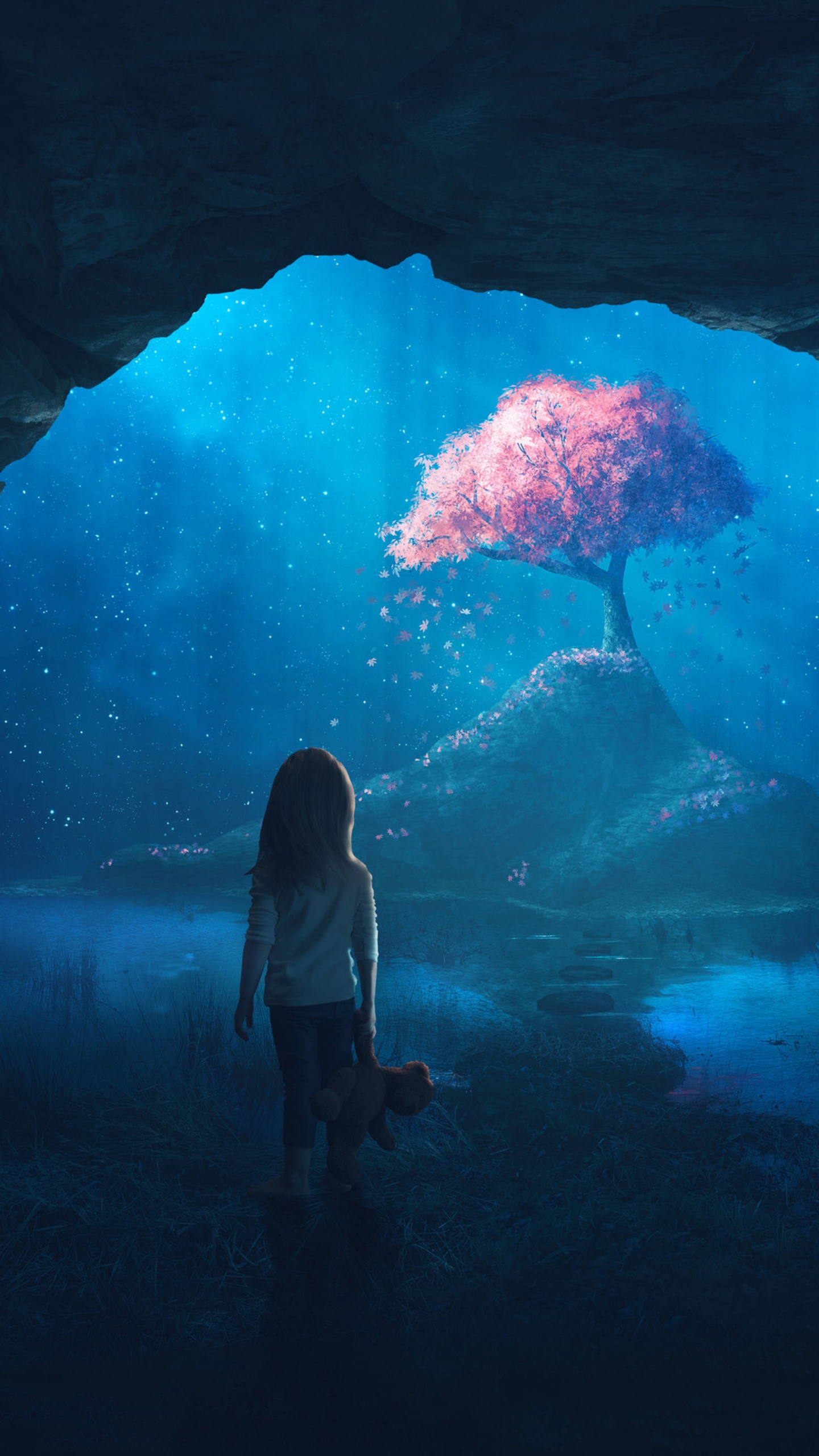 Обои вода, умереть от короны, мир, лазурный, водоем в разрешении 1440x2560