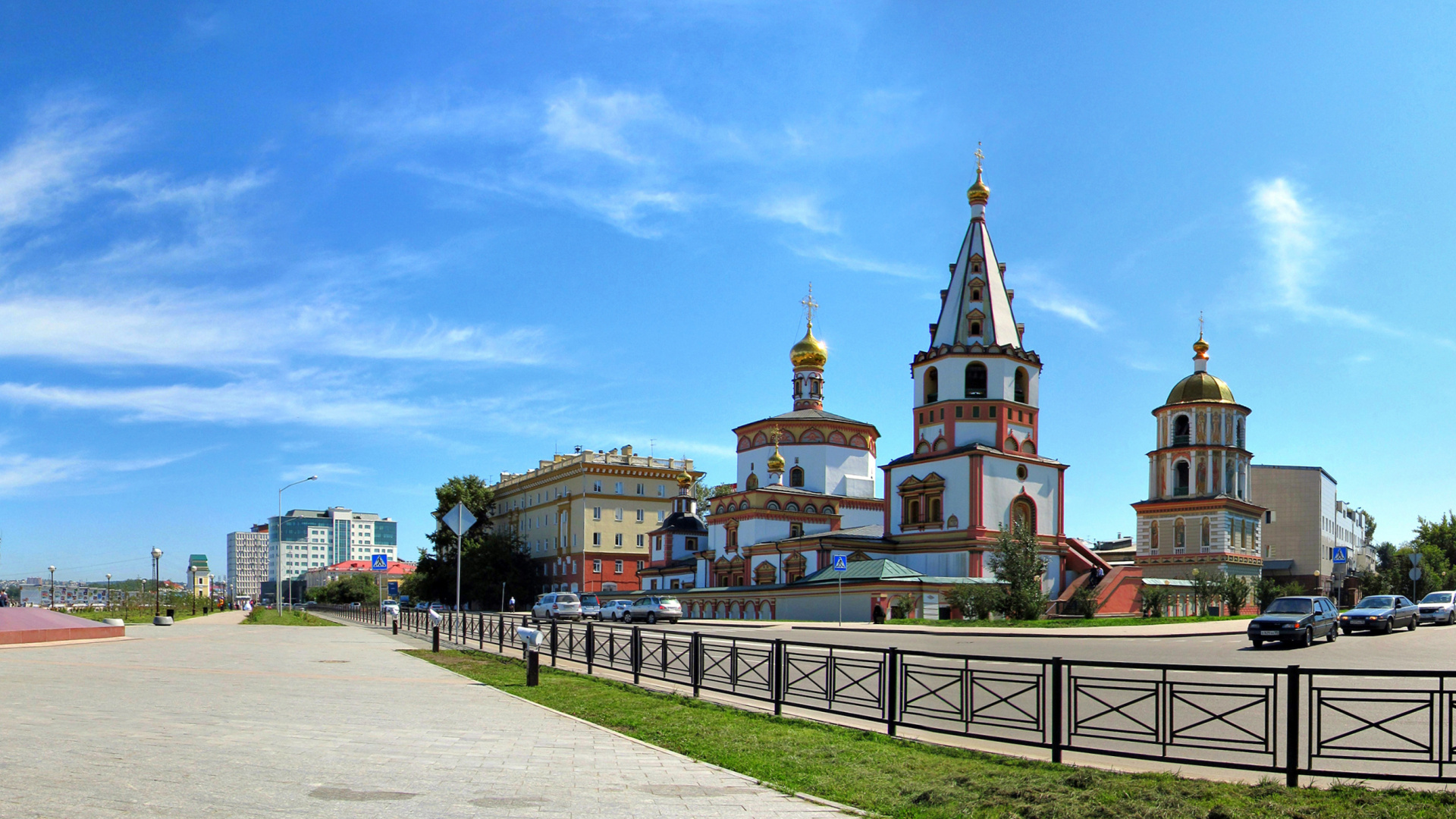 Обои собор Богоявления, Байкал Видения, Транс-Сибирской Железнодорожной Сети, ориентир, городок в разрешении 1920x1080