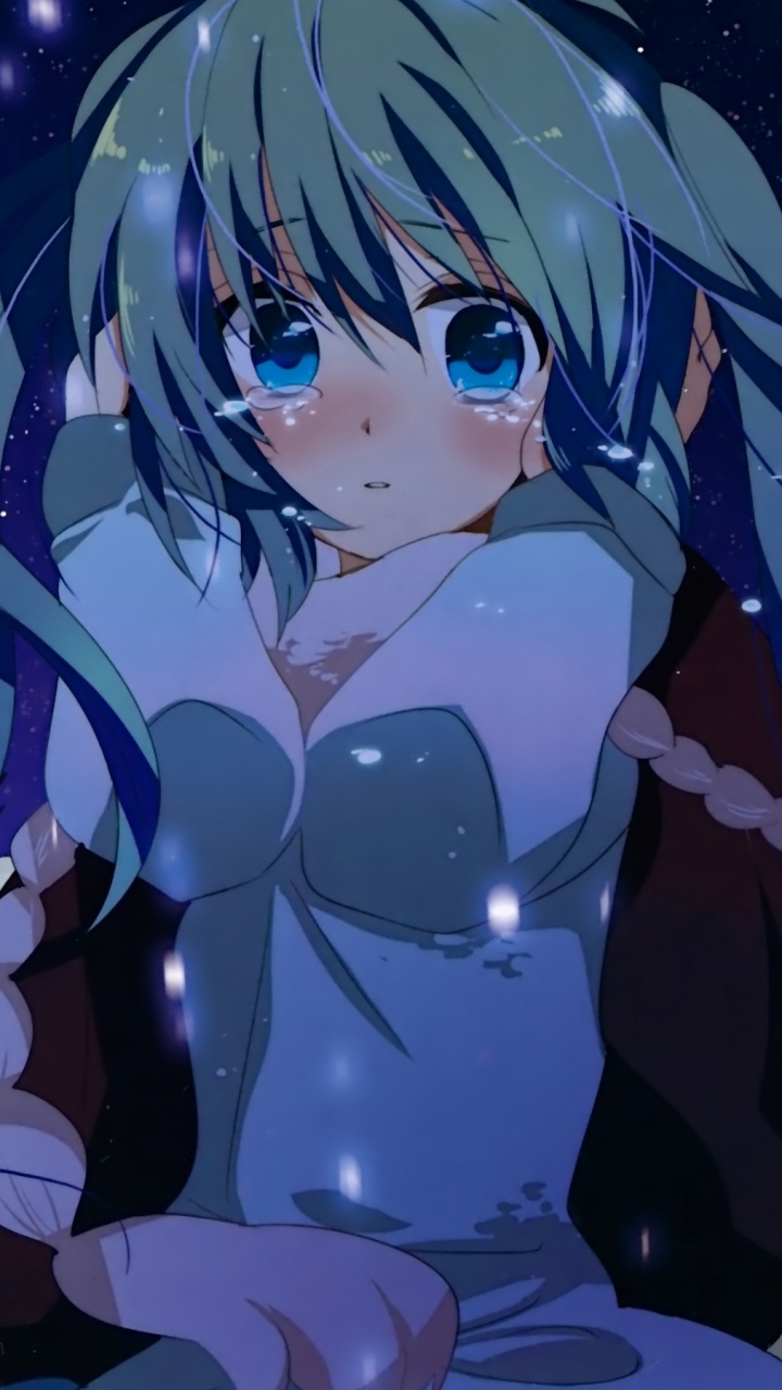 Обои Хацунэ Мику, вокалоид, мультфильм, черные волосы, Манга в разрешении 720x1280