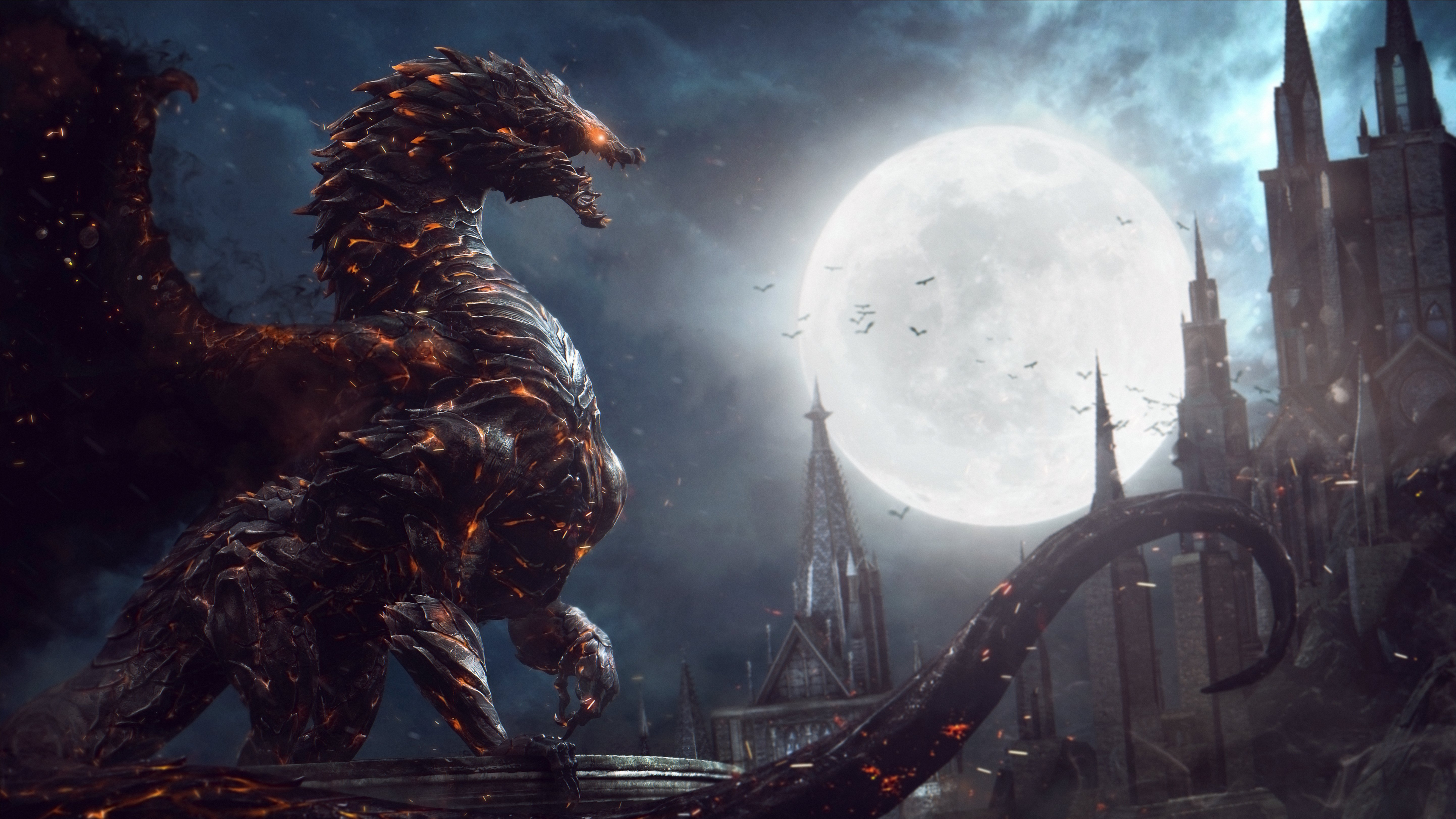 Обои В Castlevania лордов тени 2, В Castlevania лордов тени, Дракула, компания Konami, дракон в разрешении 3840x2160