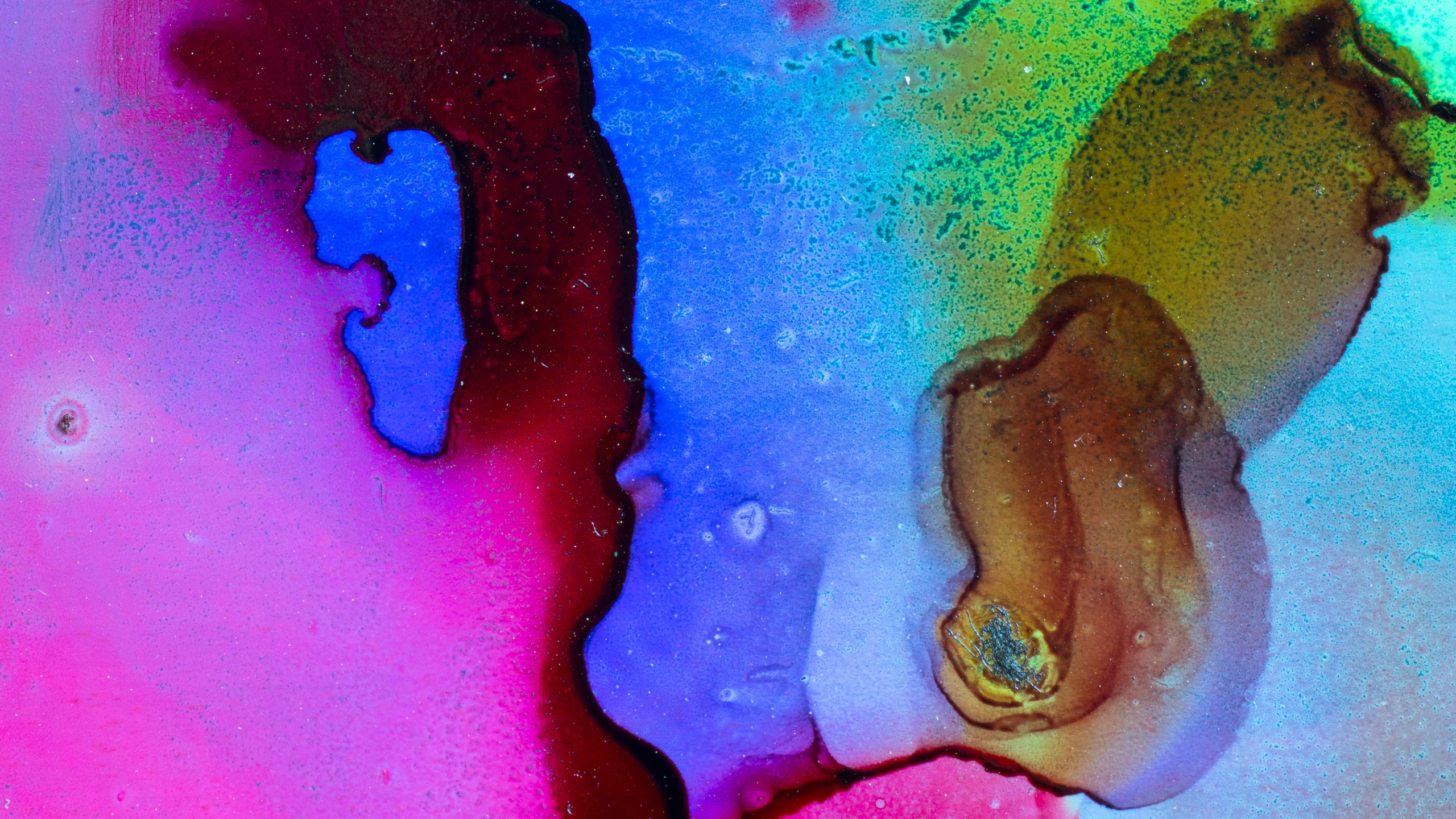 Обои акриловая краска, живопись, арт, вода, синий в разрешении 2560x1440