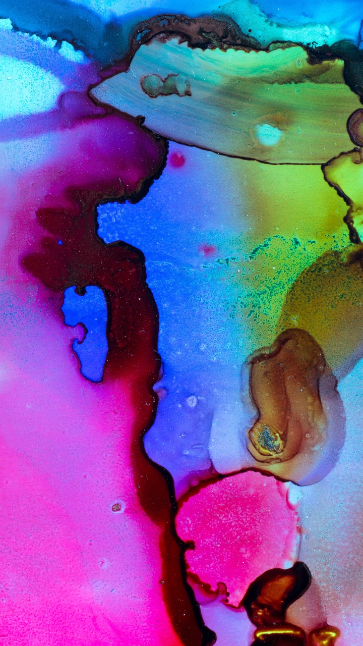 Обои акриловая краска, живопись, арт, вода, синий в разрешении 720x1280