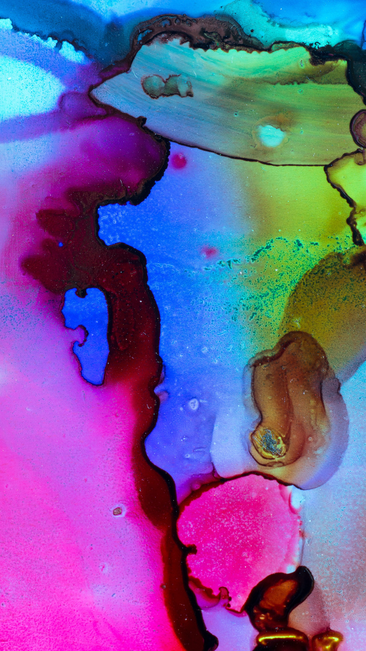 Обои акриловая краска, живопись, арт, вода, синий в разрешении 750x1334