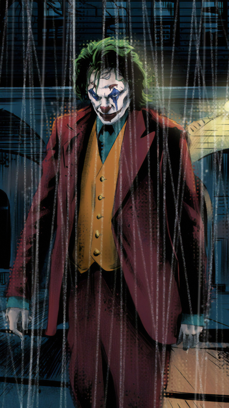 Обои Джокер, суперзлодей, иллюстрация, Бэтмен, арт в разрешении 750x1334