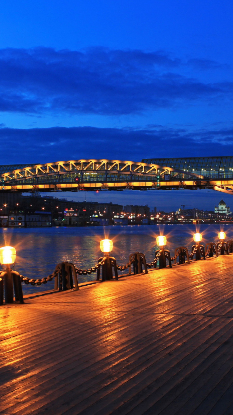 Обои мост, ночь, сумрак, ориентир, вечер в разрешении 750x1334