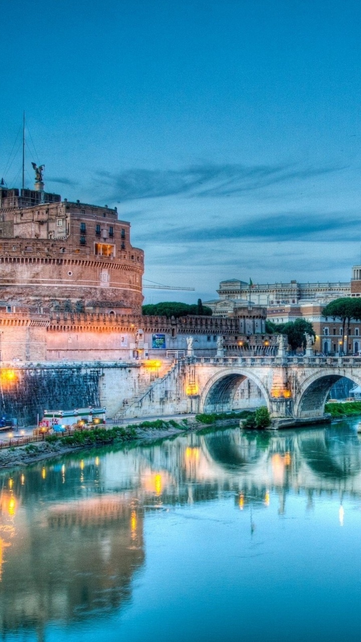 Обои Кастель сантанжело, отражение, ориентир, водный путь, реки в разрешении 720x1280