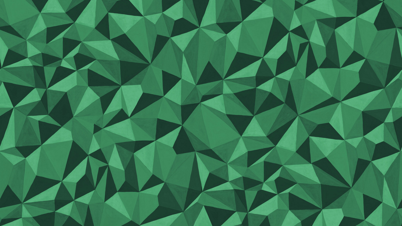 Обои зеленый, узор, дизайн, симметрия, треугольник в разрешении 1366x768