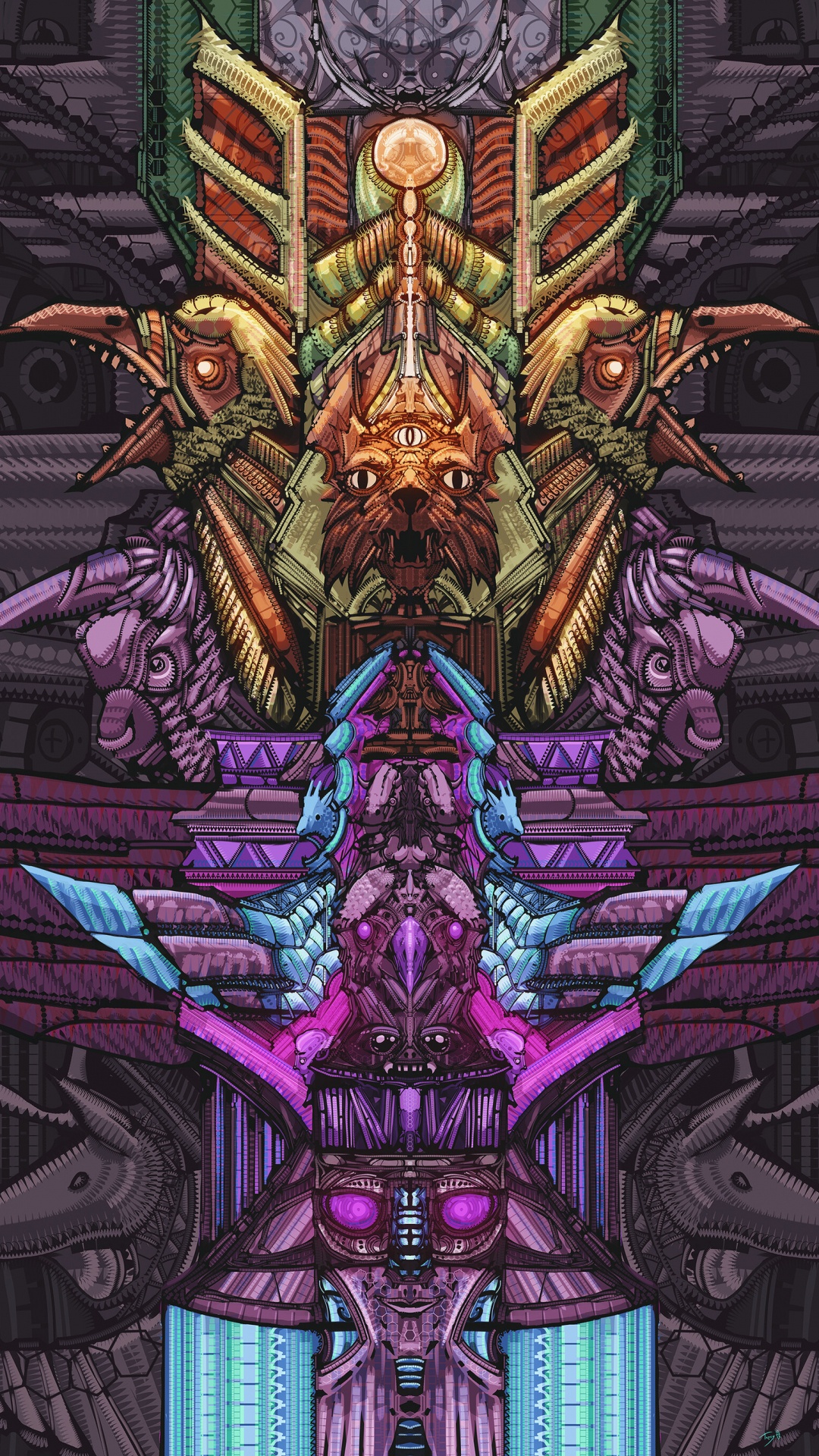 Обои иллюстрация, симметрия, арт, графический дизайн, фикция в разрешении 1080x1920