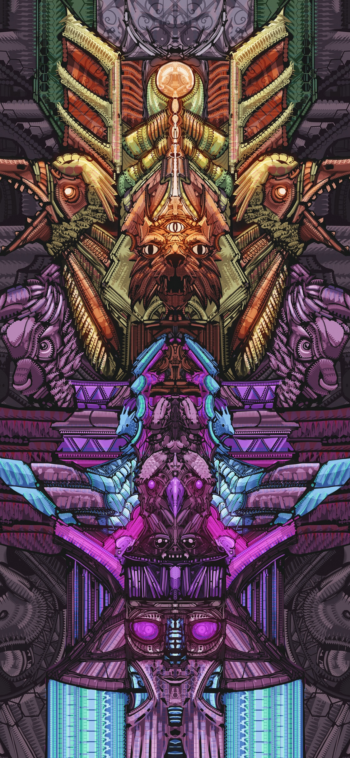 Обои иллюстрация, симметрия, арт, графический дизайн, фикция в разрешении 1125x2436