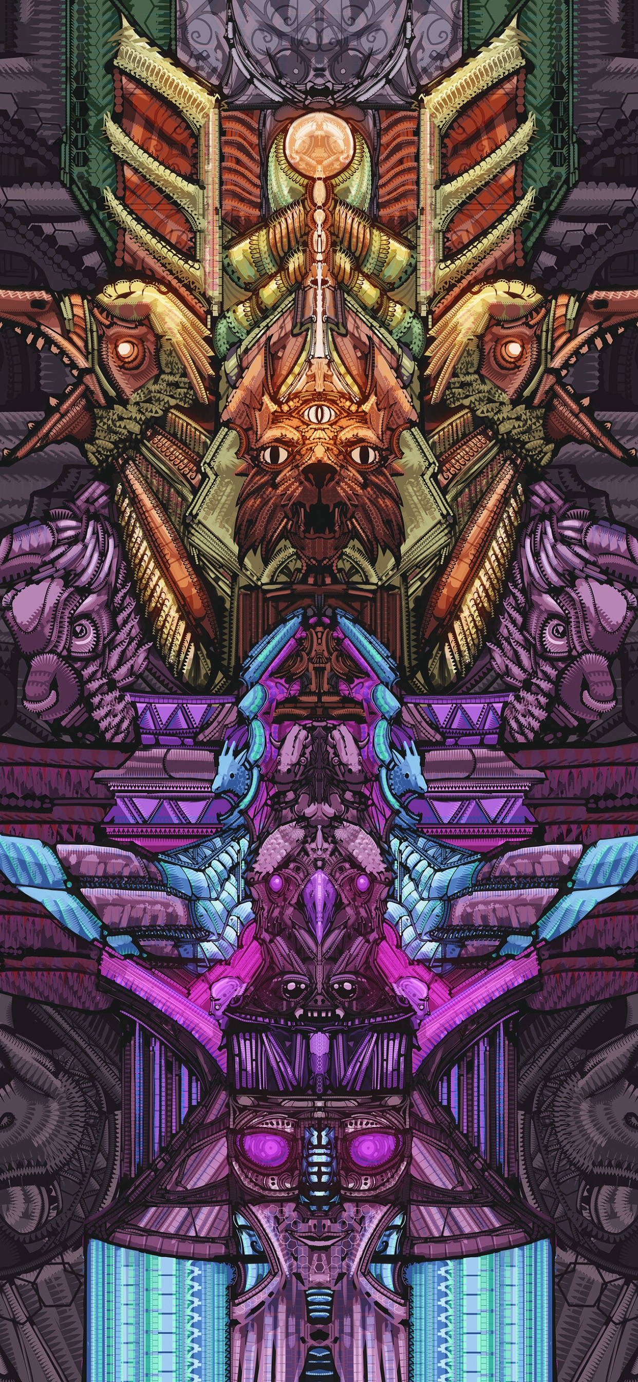 Обои иллюстрация, симметрия, арт, графический дизайн, фикция в разрешении 1242x2688