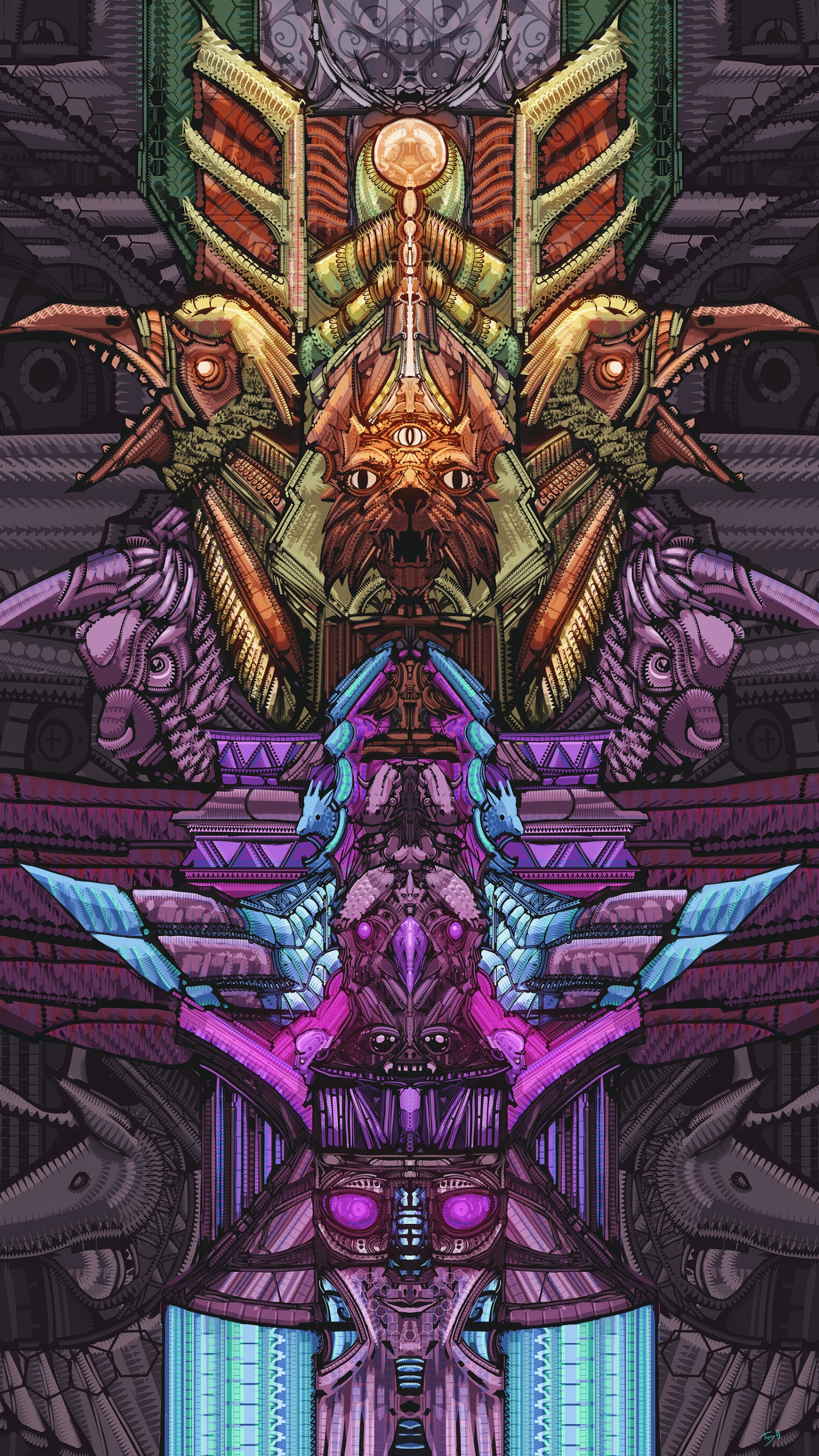 Обои иллюстрация, симметрия, арт, графический дизайн, фикция в разрешении 1440x2560