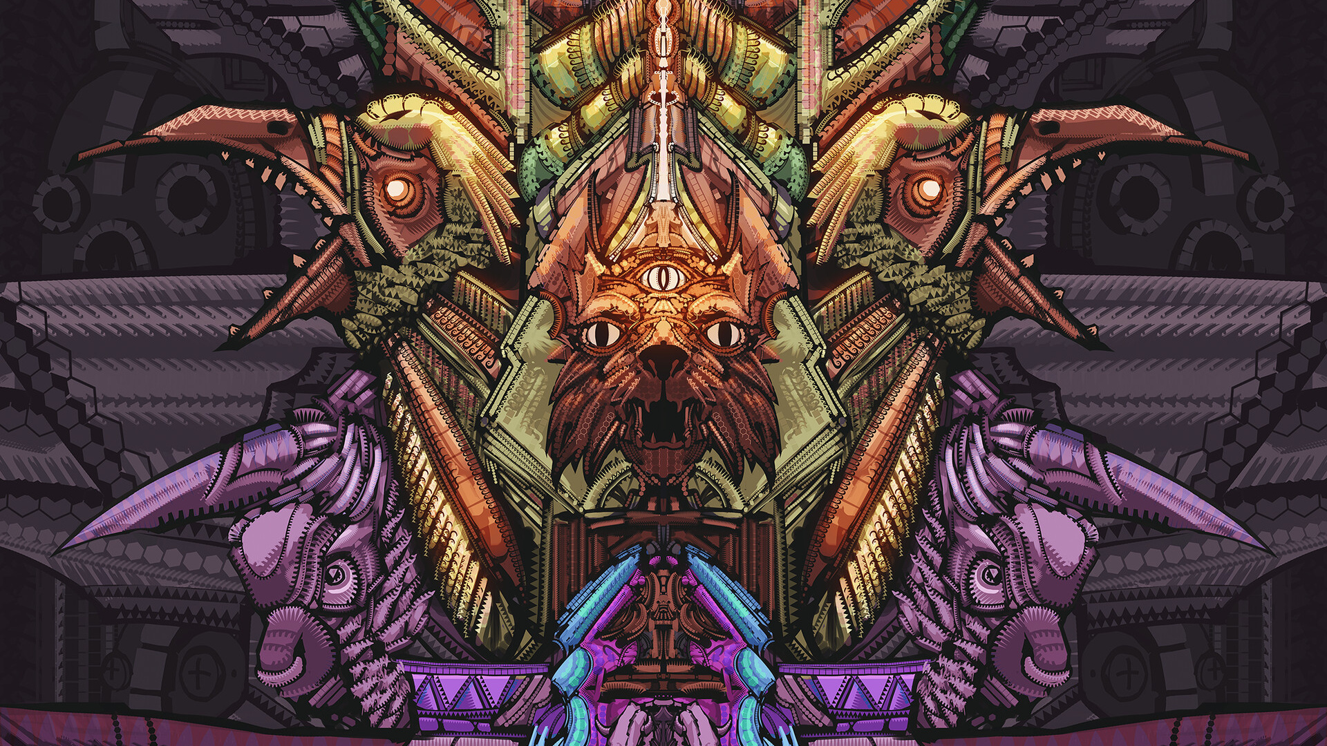 Обои иллюстрация, симметрия, арт, графический дизайн, фикция в разрешении 1920x1080