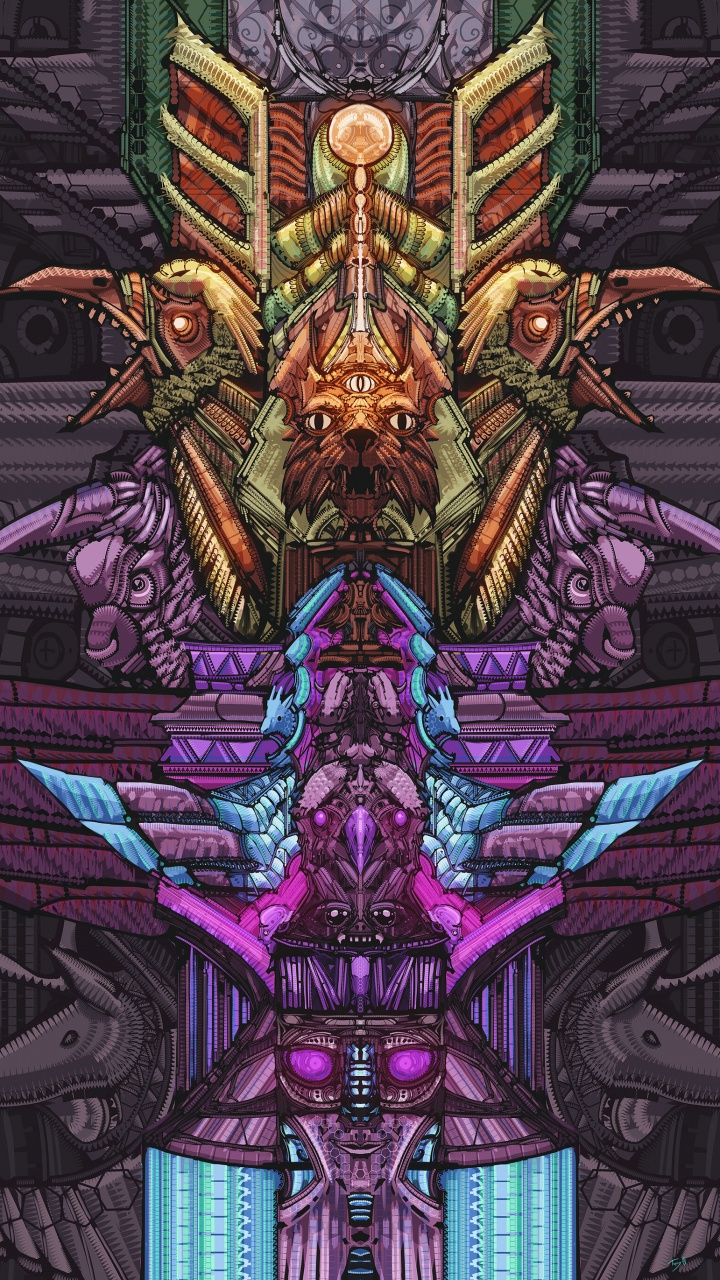 Обои иллюстрация, симметрия, арт, графический дизайн, фикция в разрешении 720x1280