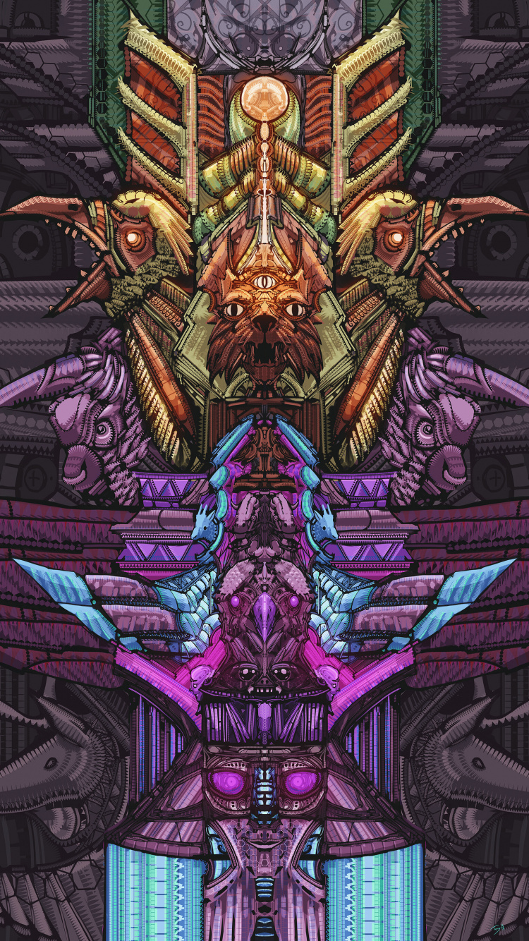 Обои иллюстрация, симметрия, арт, графический дизайн, фикция в разрешении 750x1334