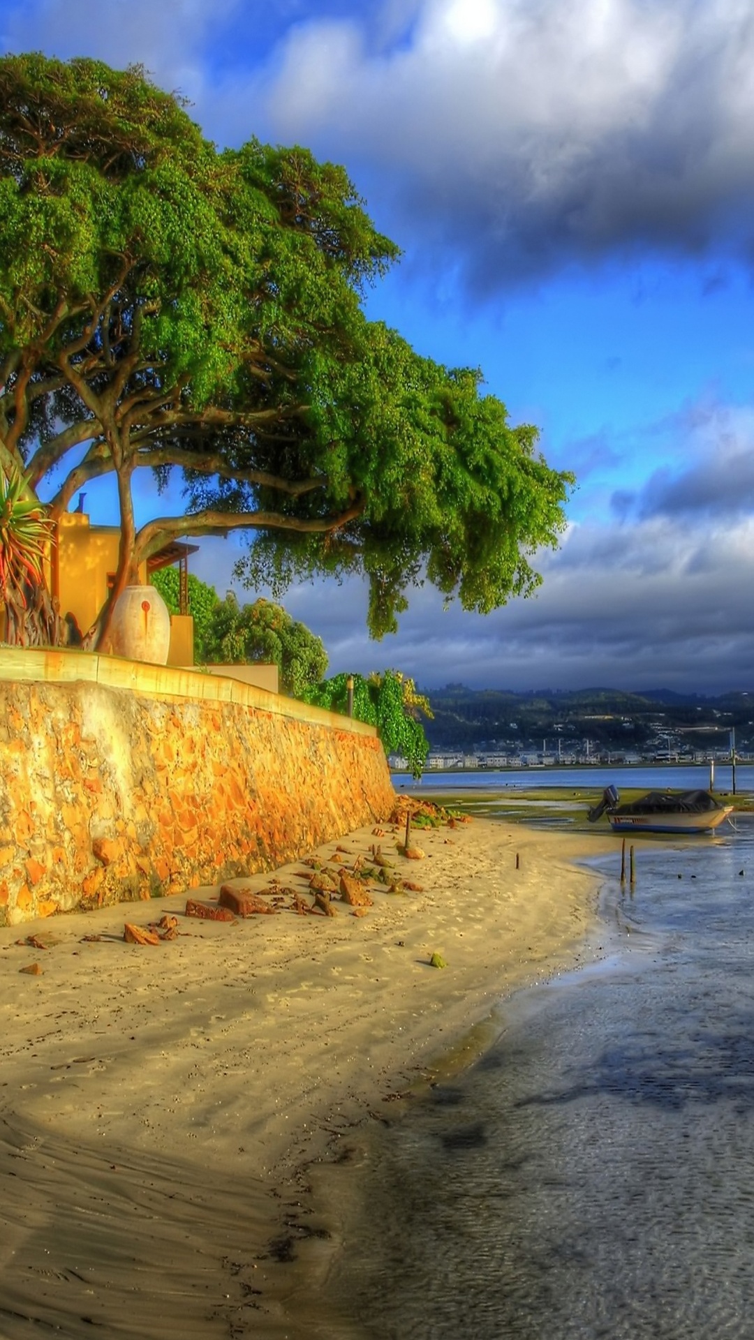 Обои Huawei, берег, побережье, судно, песок в разрешении 1080x1920