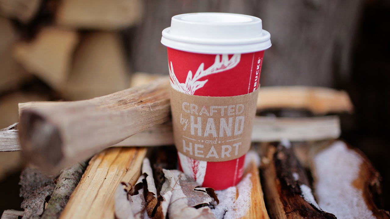 Обои кофе, горячий шоколад, старбеку, кофе эспрессо, древесина в разрешении 1280x720