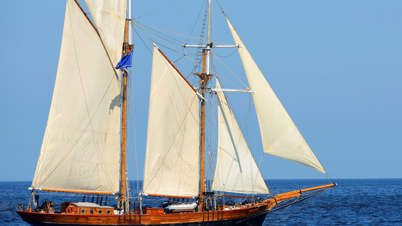 Обои парусник, корабль, парусная шлюпка, лодка, мачта в разрешении 1366x768