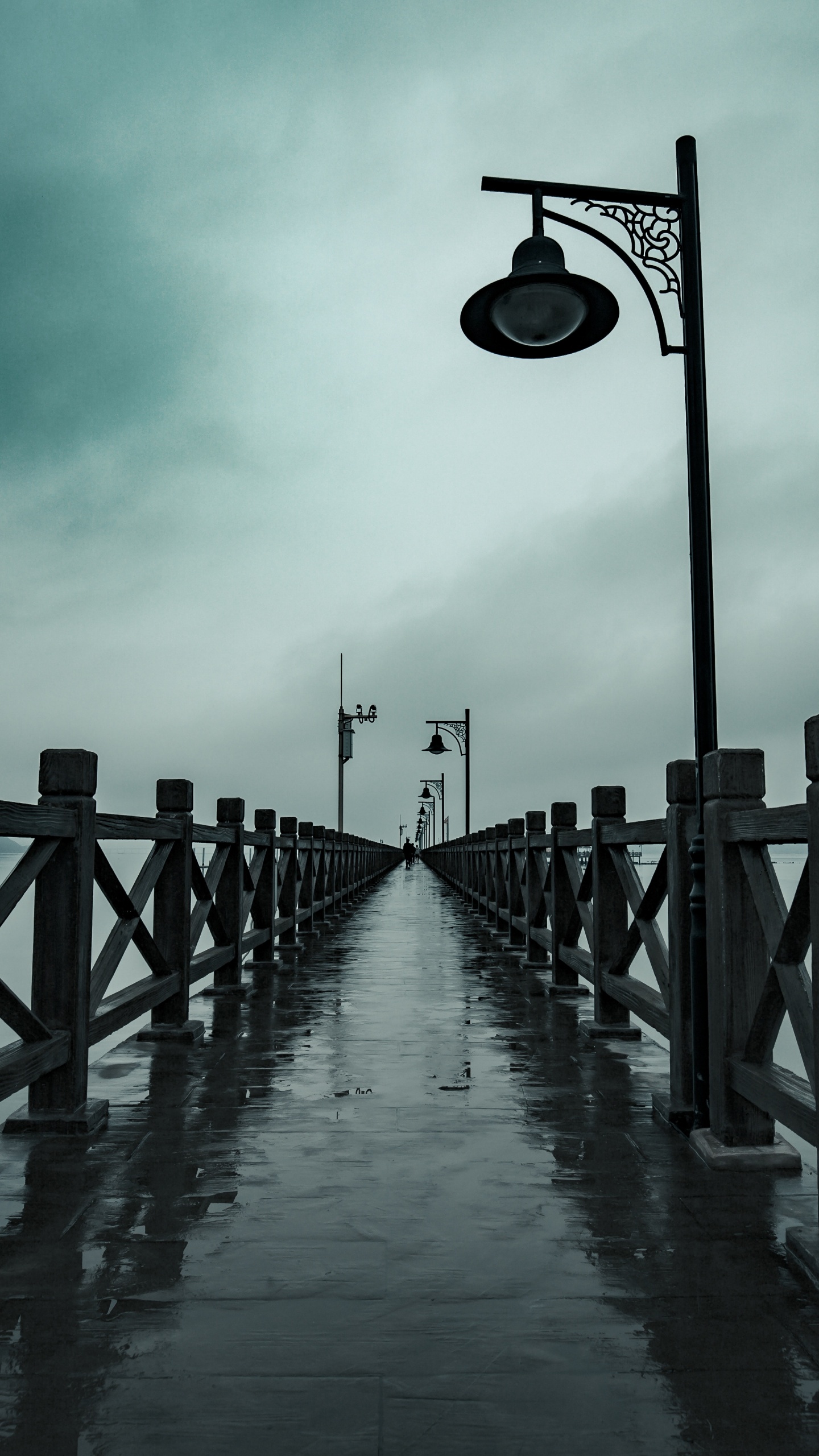 Обои облако, вода, уличный фонарь, освещение, осветительная арматура в разрешении 1440x2560