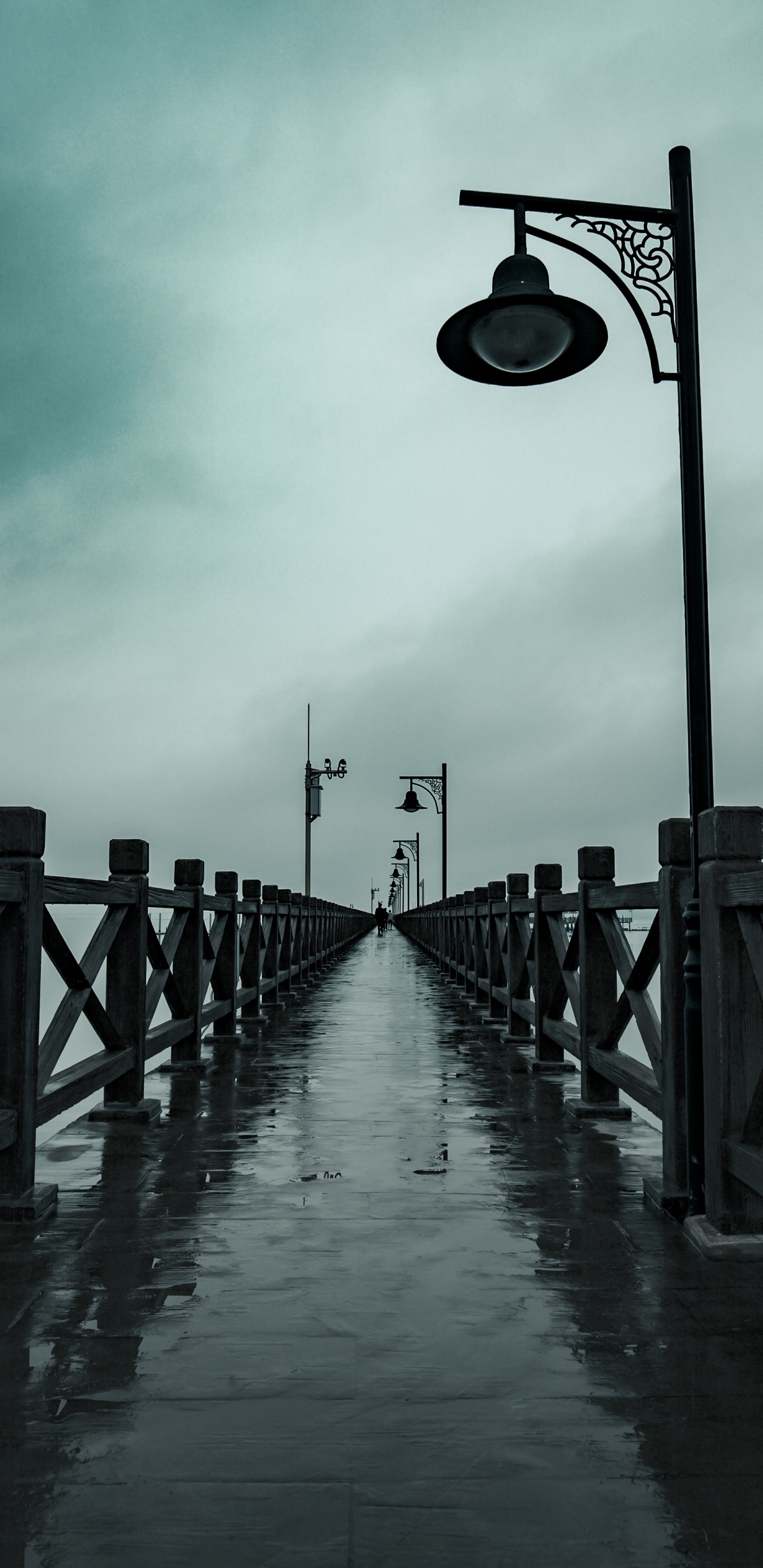 Обои облако, вода, уличный фонарь, освещение, осветительная арматура в разрешении 1440x2960