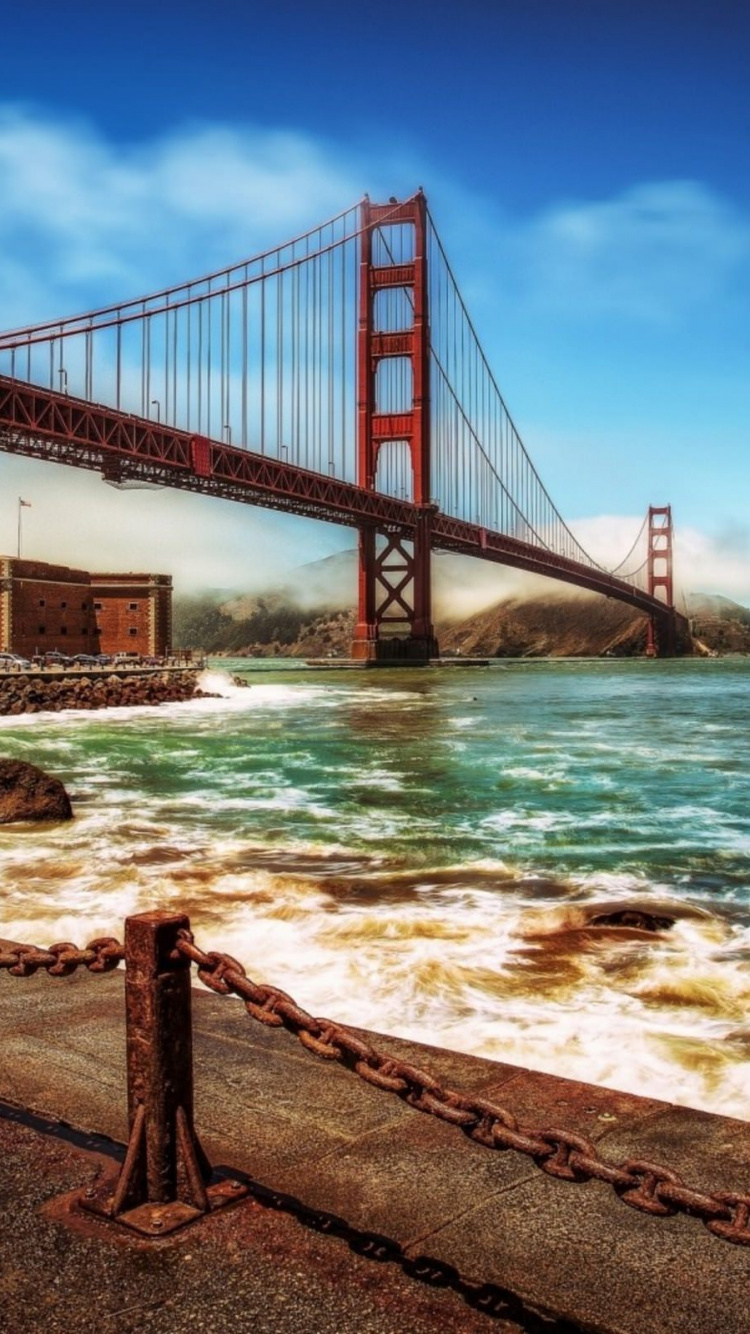 Обои мост Golden Gate, вода, мост, Форт-Пойнт, город в разрешении 750x1334