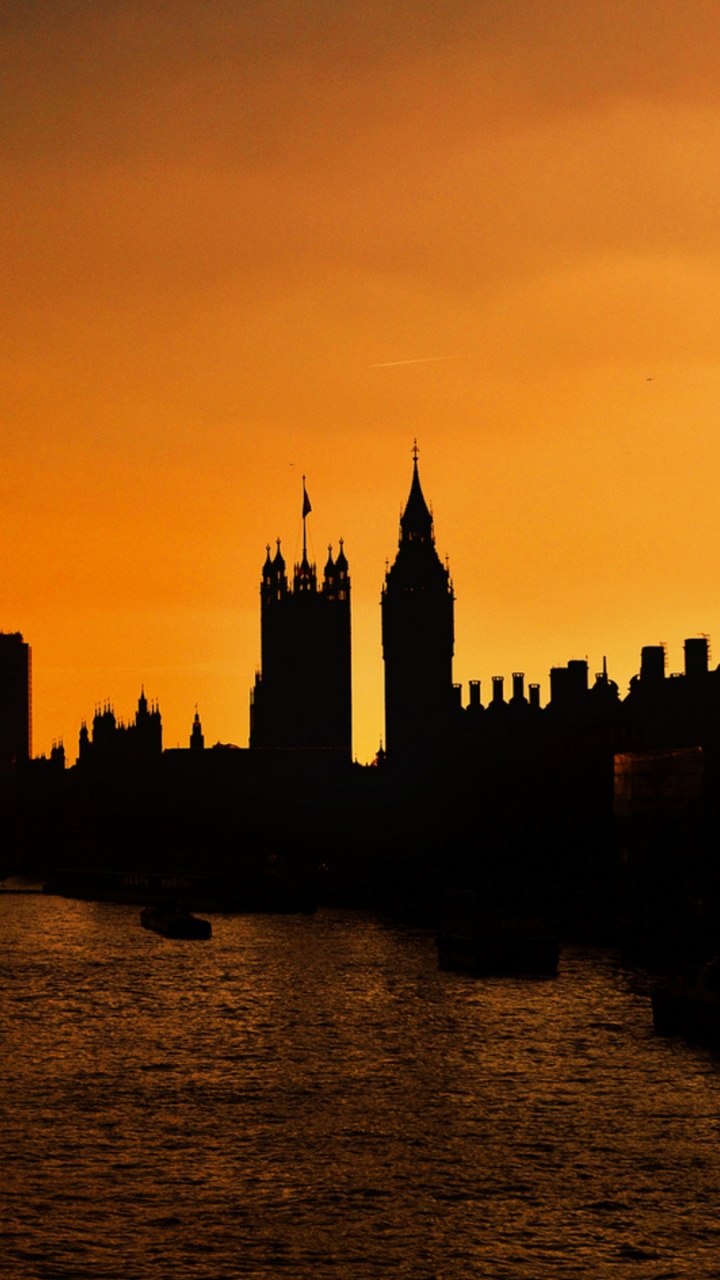 Обои здание парламента, живопись, горизонт, закат, линия горизонта в разрешении 720x1280