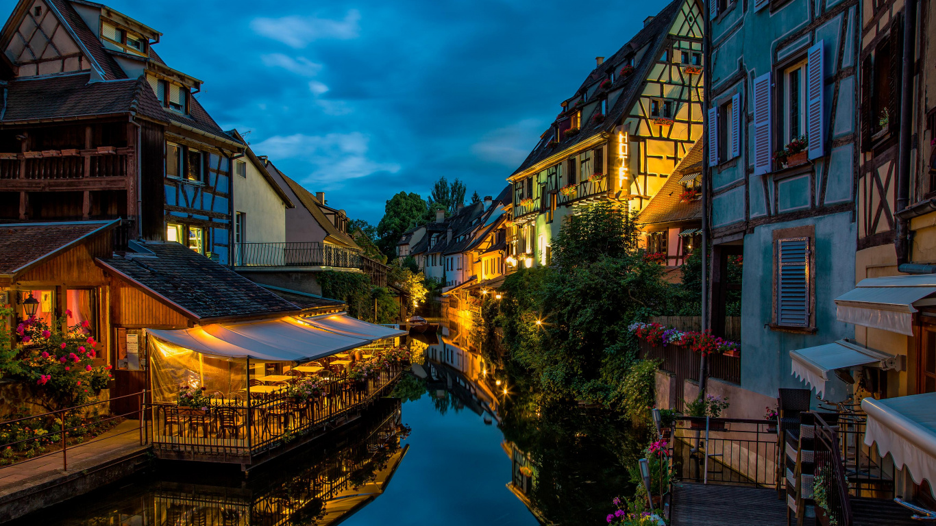 Обои маленькая Венеция, Венеция, Страсбург, канал, водный путь в разрешении 1366x768