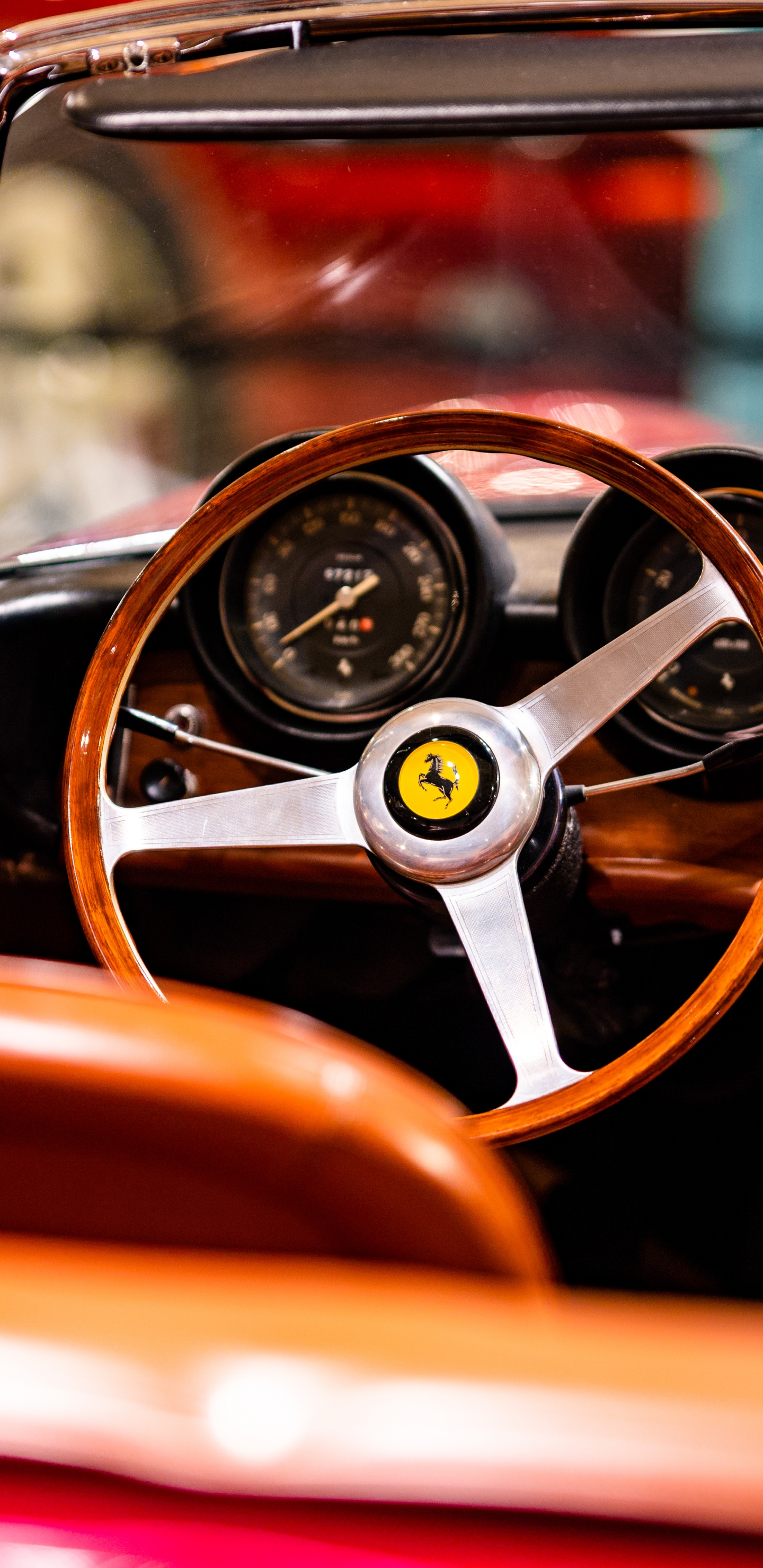 Обои рулевое колесо, легковые автомобили, Порше, спорткар, автомобильный руль в разрешении 1440x2960