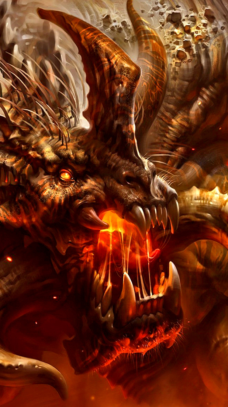 Обои дракон, фэнтези, демон, мифология, мифическое существо в разрешении 750x1334