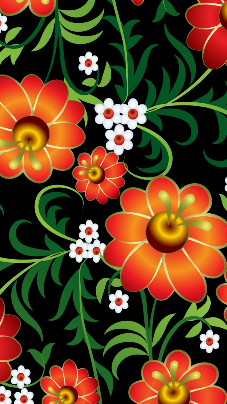 Обои цветок, цветочный дизайн, орнамент, узор, растение в разрешении 750x1334